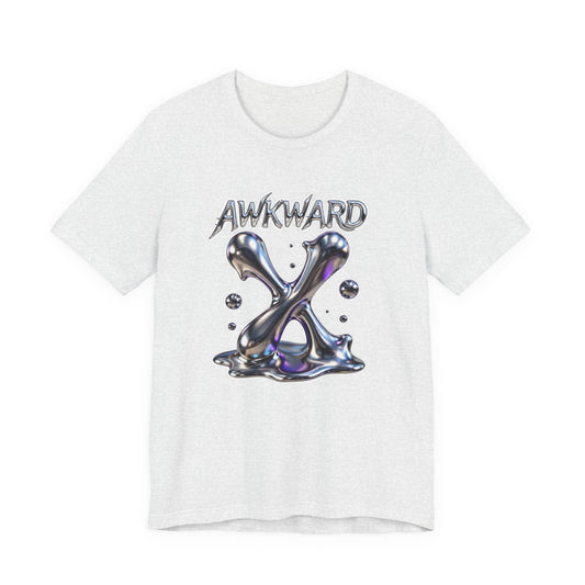 Awkward Club Tee — Heather Aqua Y2K 3D Chrome ‘AWKWARD’ Streetwear