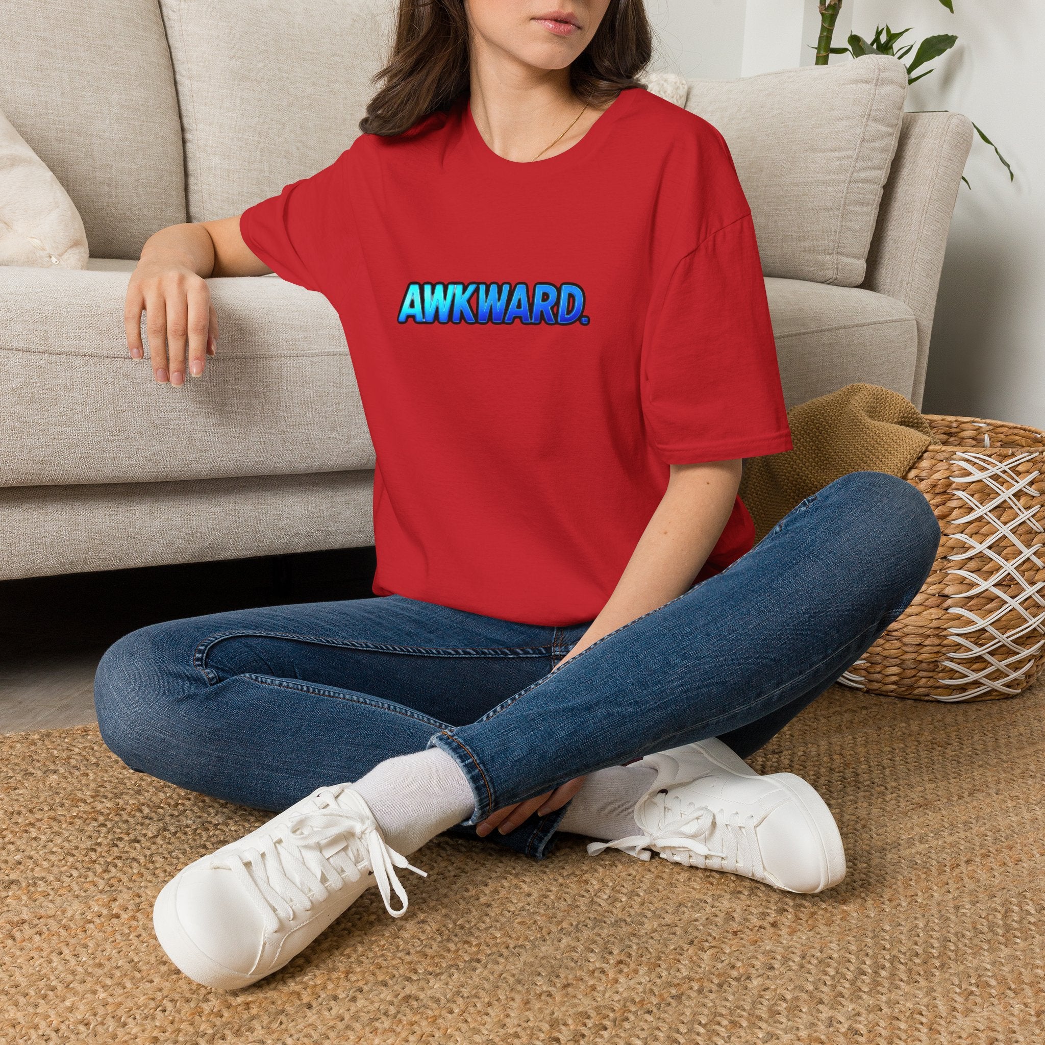 AWKWARD Tee — 3D Injured Red Dog in Wheelchair, Dark Humor Streetwear