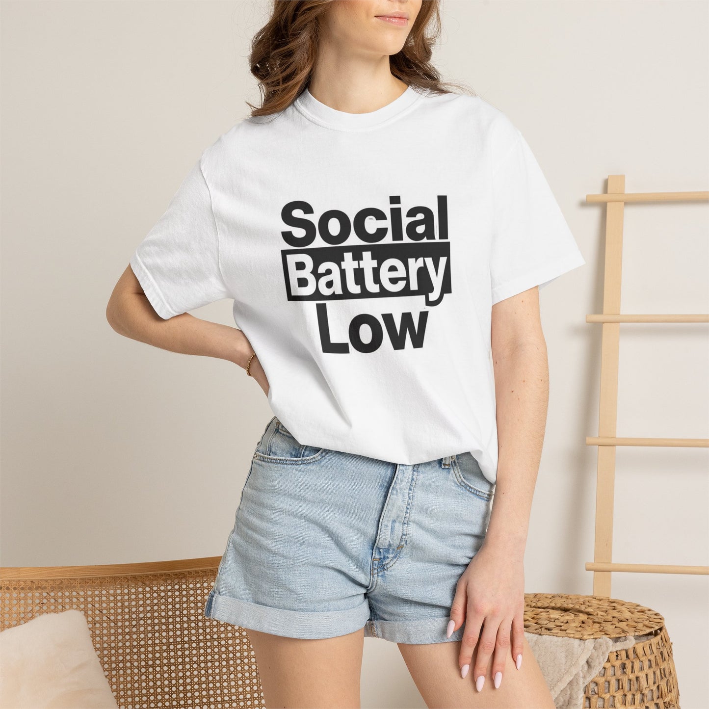 Social Battery Low Tee - Minimalist Edgy Streetwear | Comfort Colors