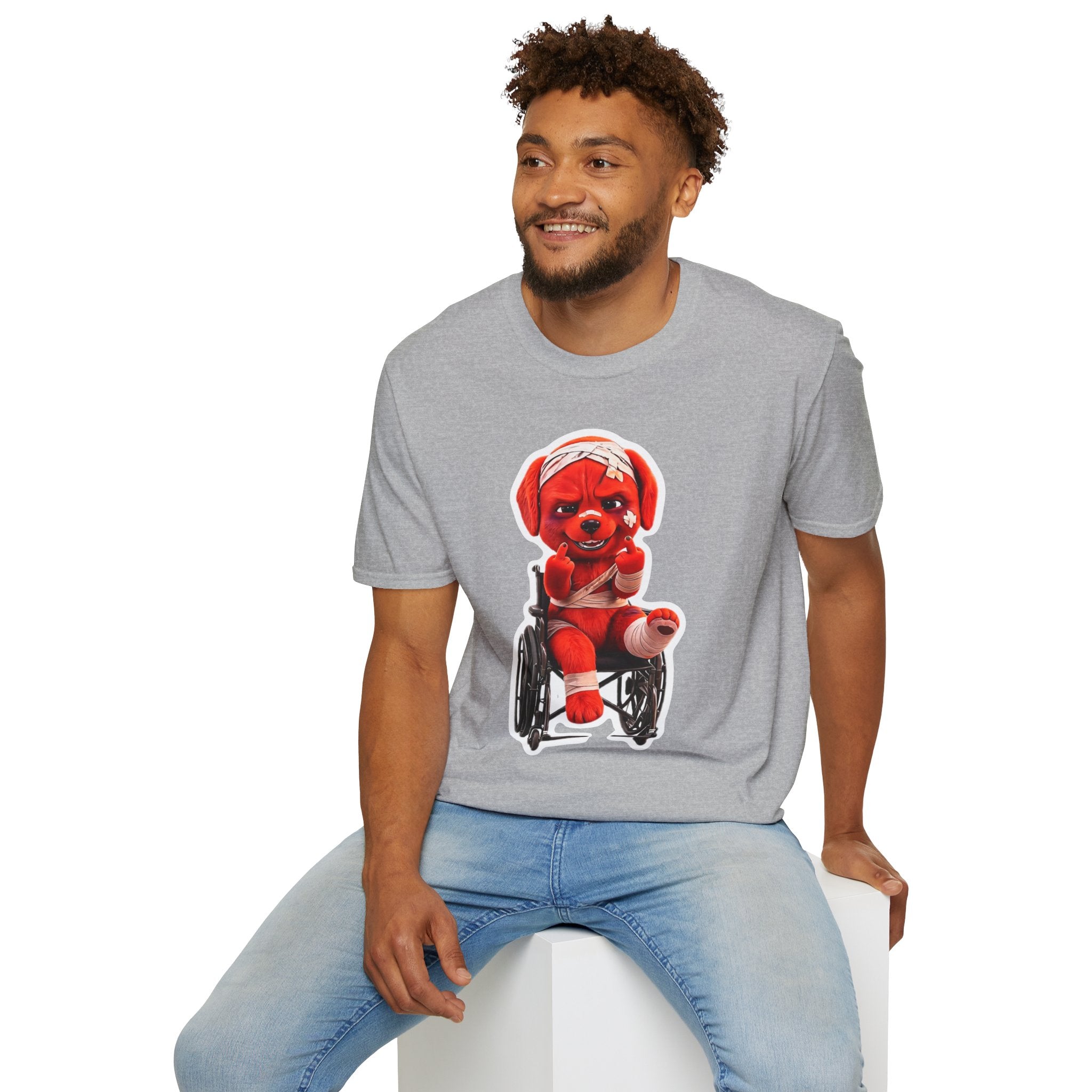 3D Injured Red Dog T-Shirt — 'Damaged But Surviving' Edgy Streetwear