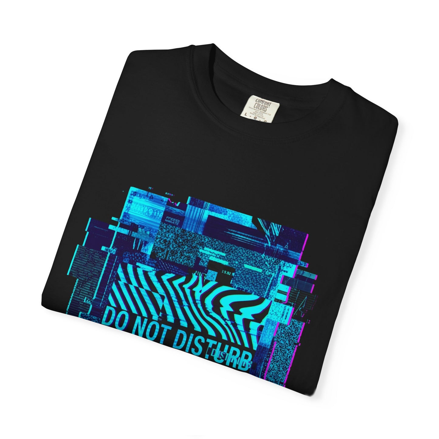 AWKWARD. Garment-Dyed Tee — Minimal Front, Neon Glitch Back