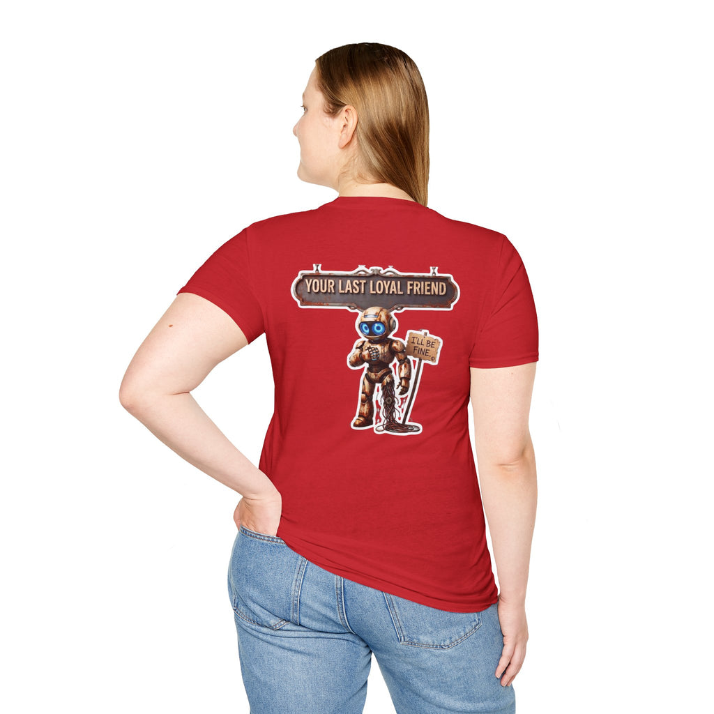 AWKWARD. T-Shirt — 3D Quirky Robot “Your Last Loyal Friend” Back Graphic