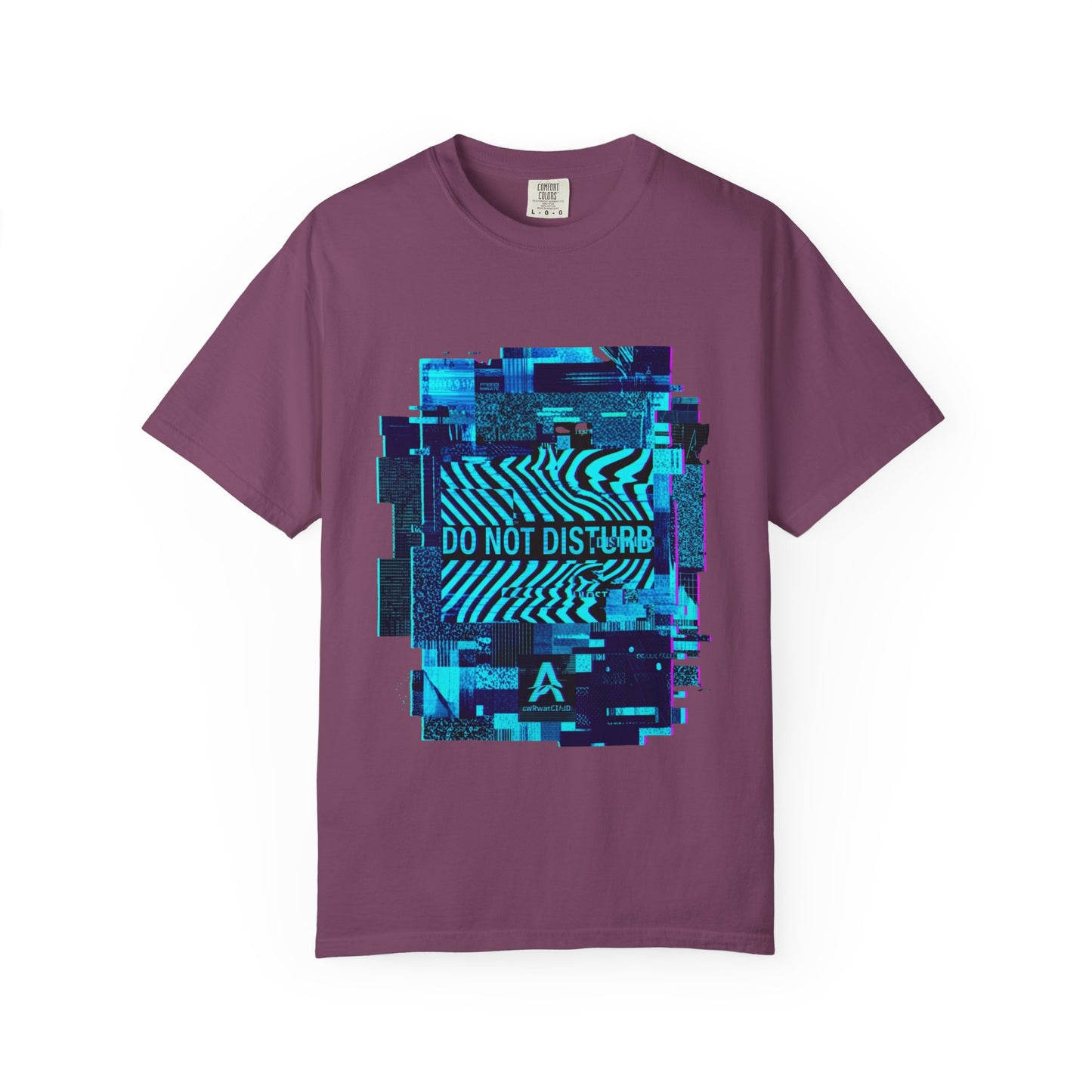 AWKWARD. Garment-Dyed Tee — Minimal Front, Neon Glitch Back