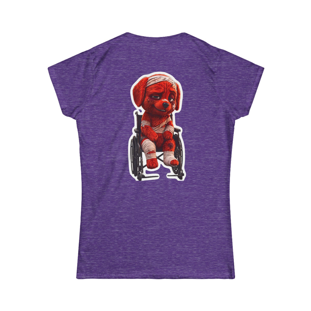 AWKWARD. Women's Softstyle Tee — Soft Feminine Fit with Dark-Humor Bandaged Dog Graphic