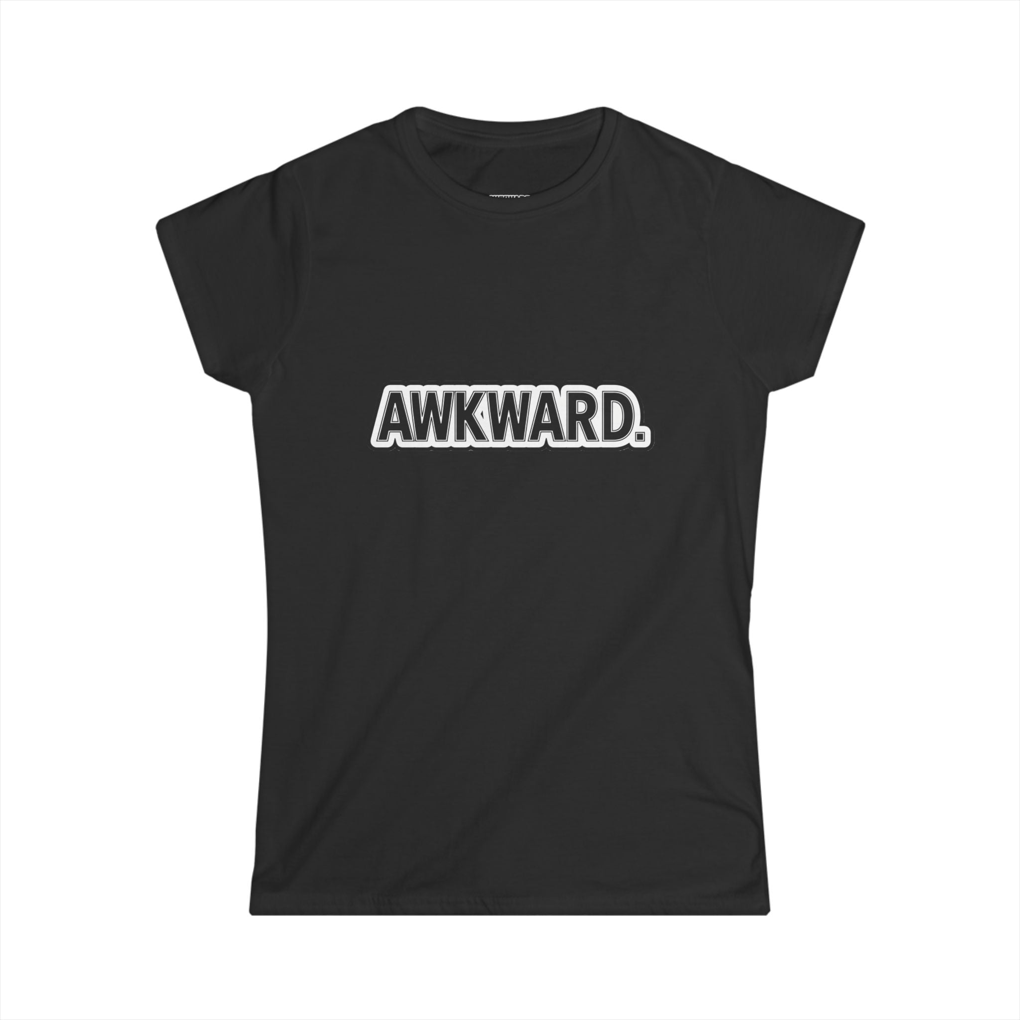 AWKWARD. Women's Softstyle Tee — Soft Feminine Fit with Dark-Humor Bandaged Dog Graphic