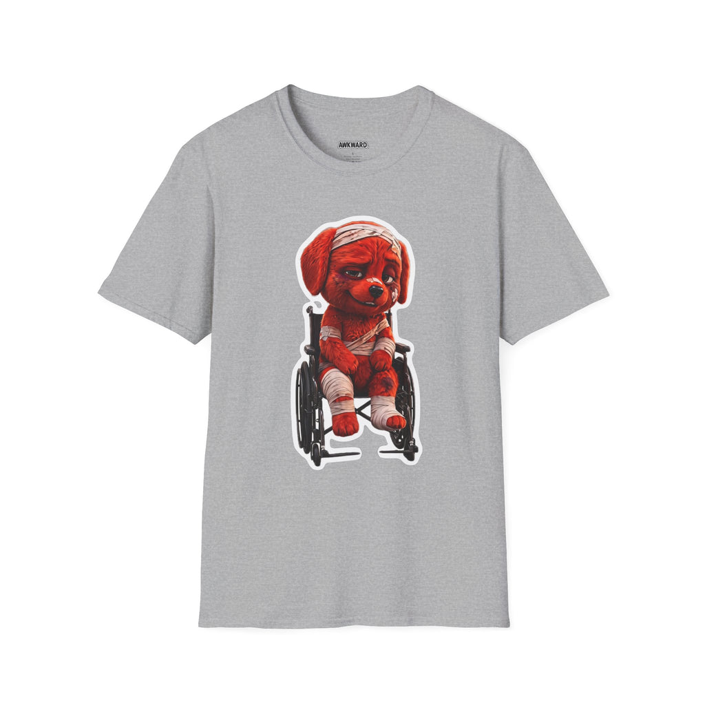 AWKWARD. Bandaged Red Dog T-Shirt — Dark Humor Grunge Y2K Streetwear