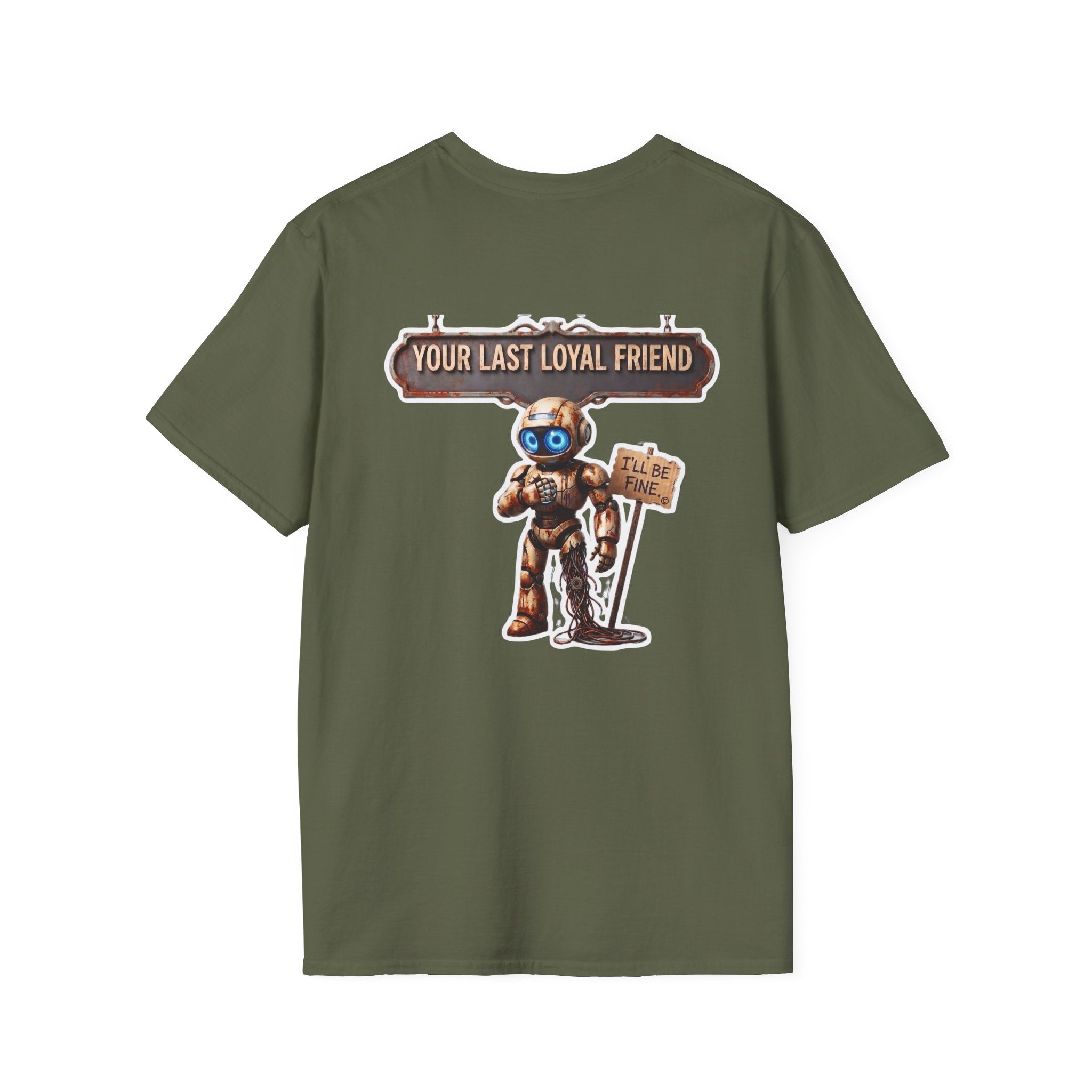 AWKWARD. T-Shirt — 3D Quirky Robot “Your Last Loyal Friend” Back Graphic
