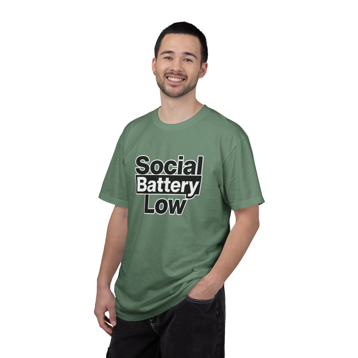 Social Battery Low Tee - Minimalist Edgy Streetwear | Comfort Colors