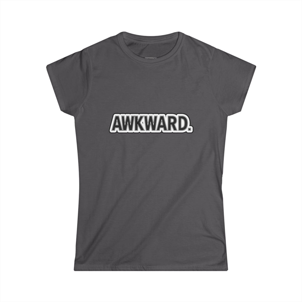 AWKWARD. Women's Softstyle Tee — Soft Feminine Fit with Dark-Humor Bandaged Dog Graphic