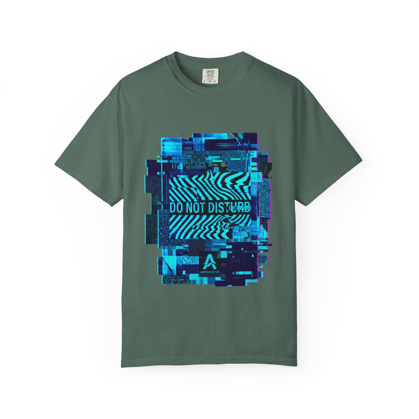 AWKWARD. Garment-Dyed Tee — Minimal Front, Neon Glitch Back