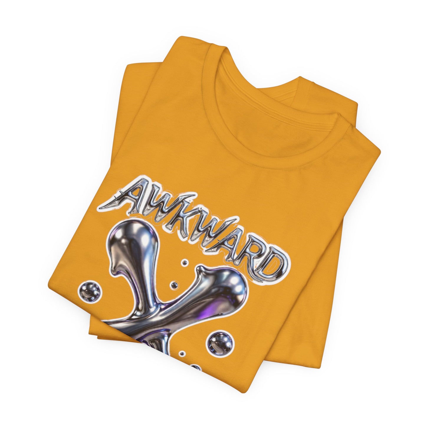 Awkward Club Tee — Heather Aqua Y2K 3D Chrome ‘AWKWARD’ Streetwear