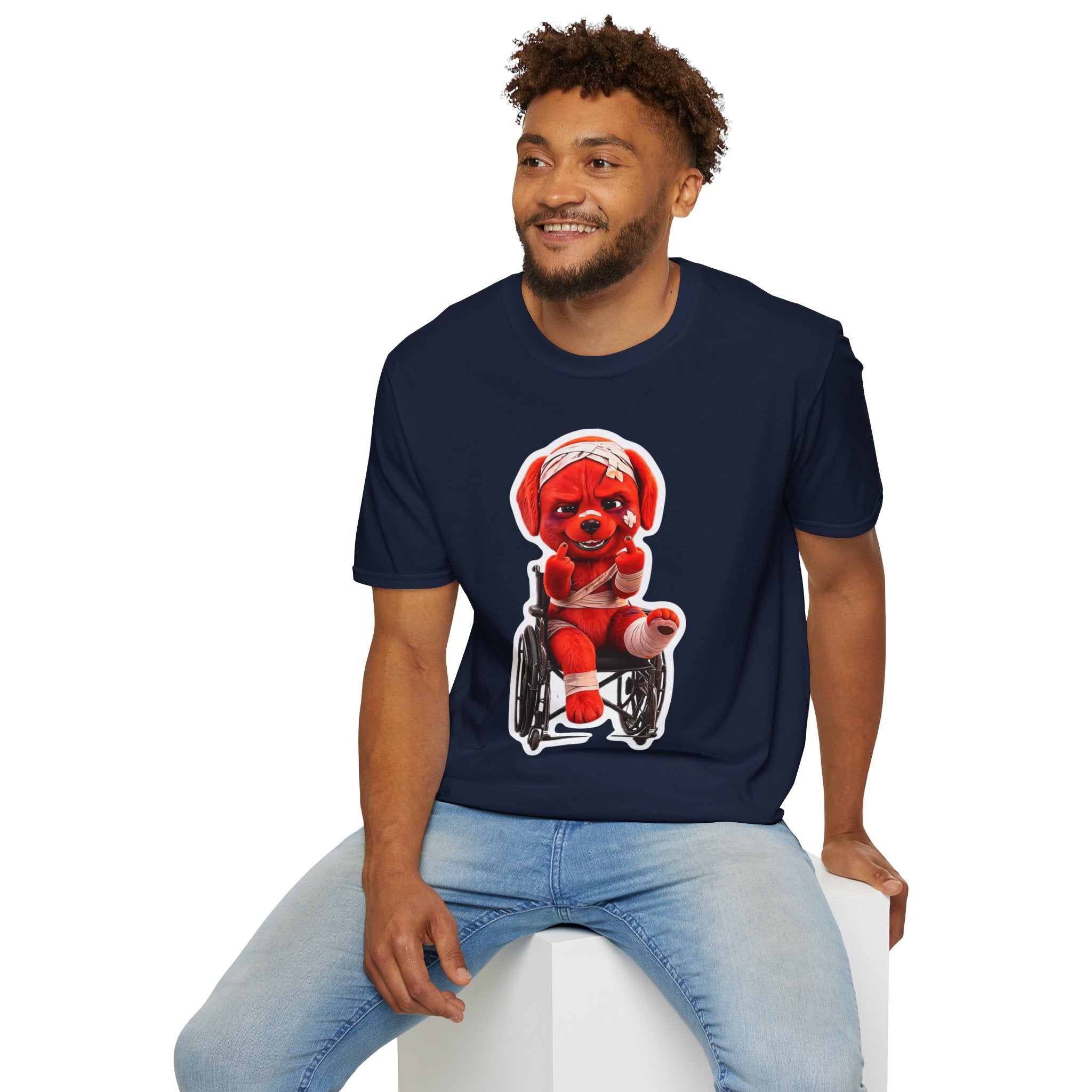 3D Injured Red Dog T-Shirt — 'Damaged But Surviving' Edgy Streetwear