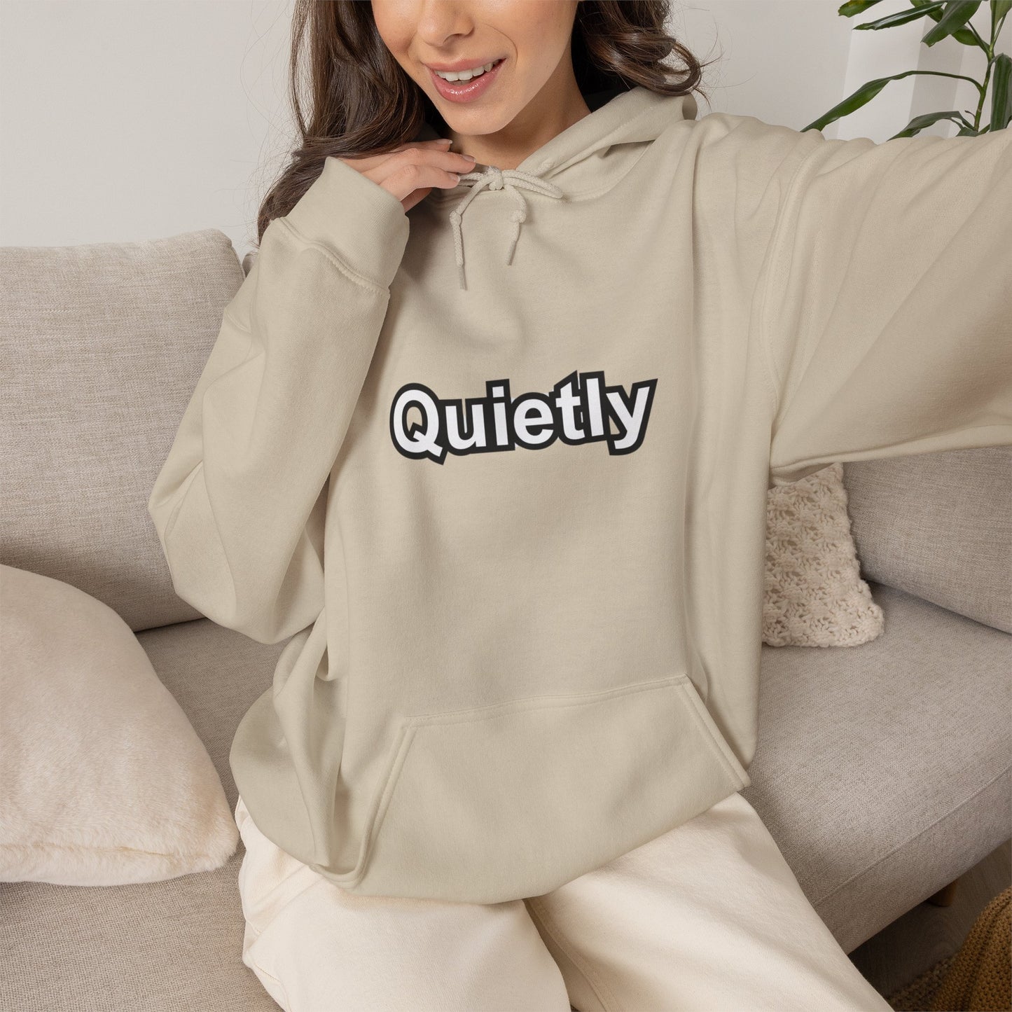 Quietly Overthinking Hoodie | Minimalist Abstract Streetwear | Gildan Heavy Blend