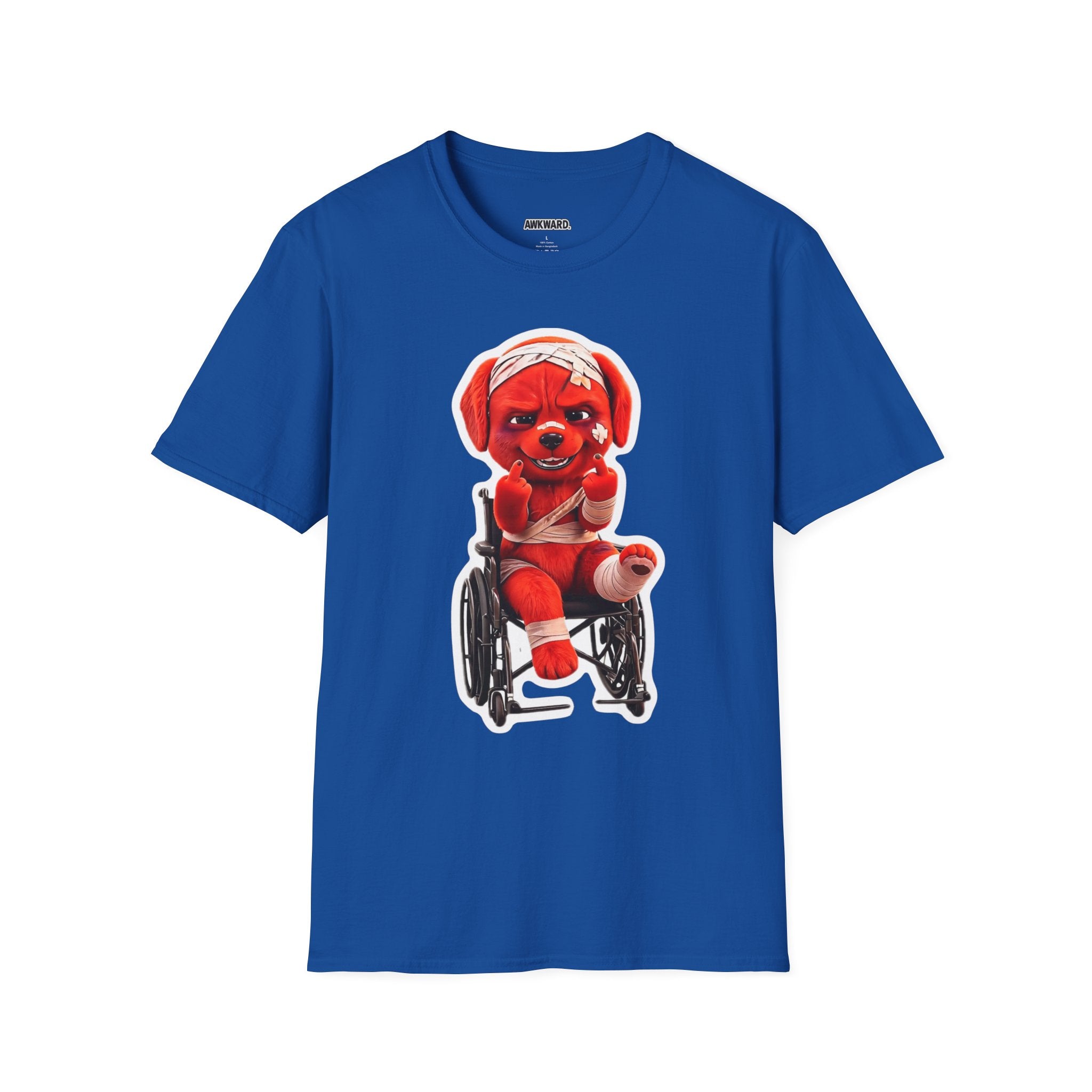 3D Injured Red Dog T-Shirt — 'Damaged But Surviving' Edgy Streetwear