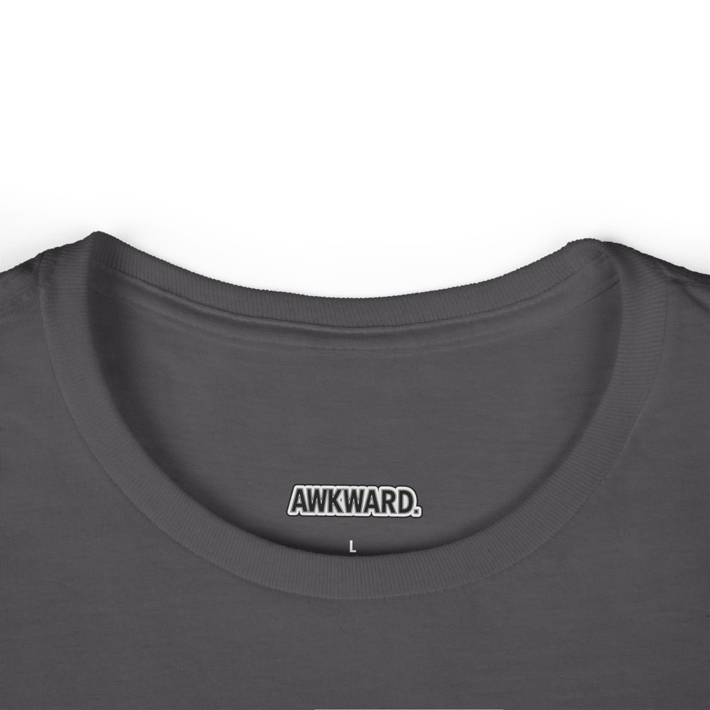 AWKWARD. Women's Softstyle Tee — Soft Feminine Fit with Dark-Humor Bandaged Dog Graphic