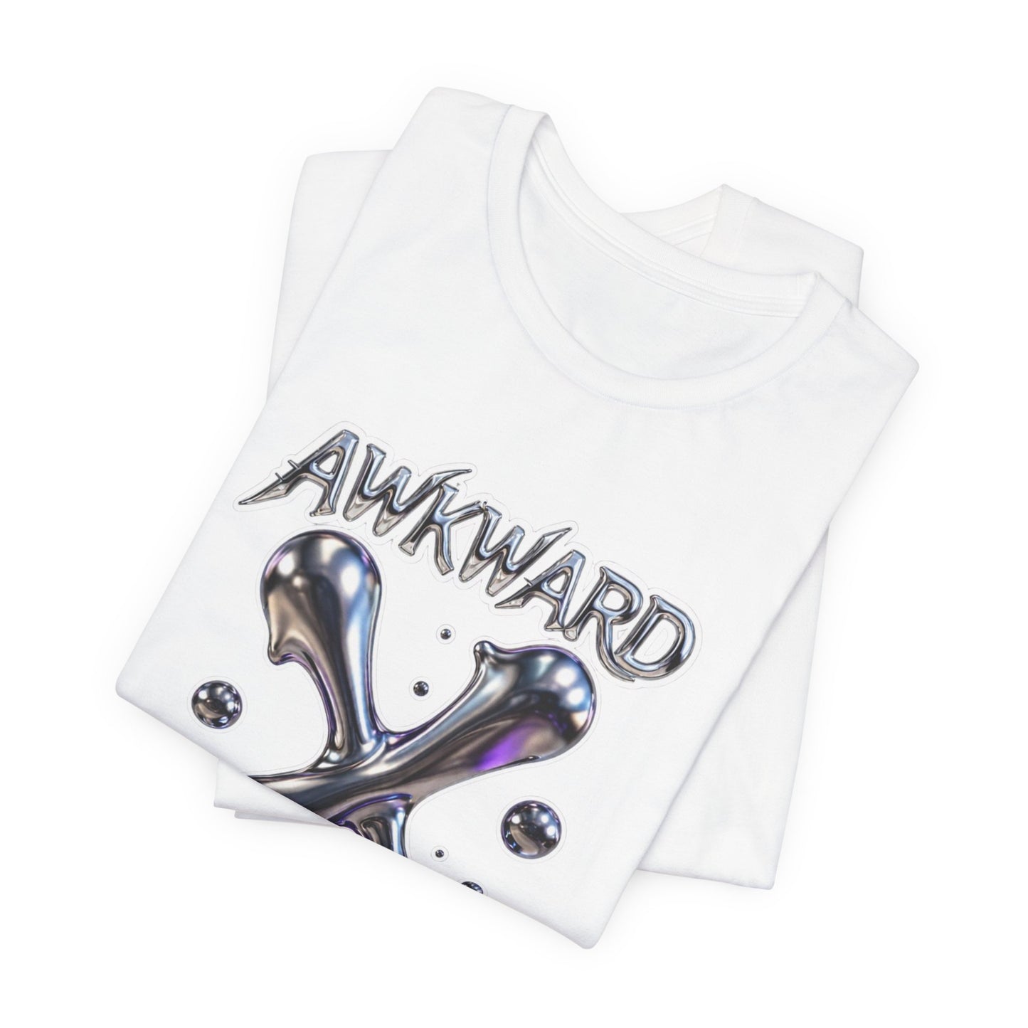 Awkward Club Tee — Heather Aqua Y2K 3D Chrome ‘AWKWARD’ Streetwear