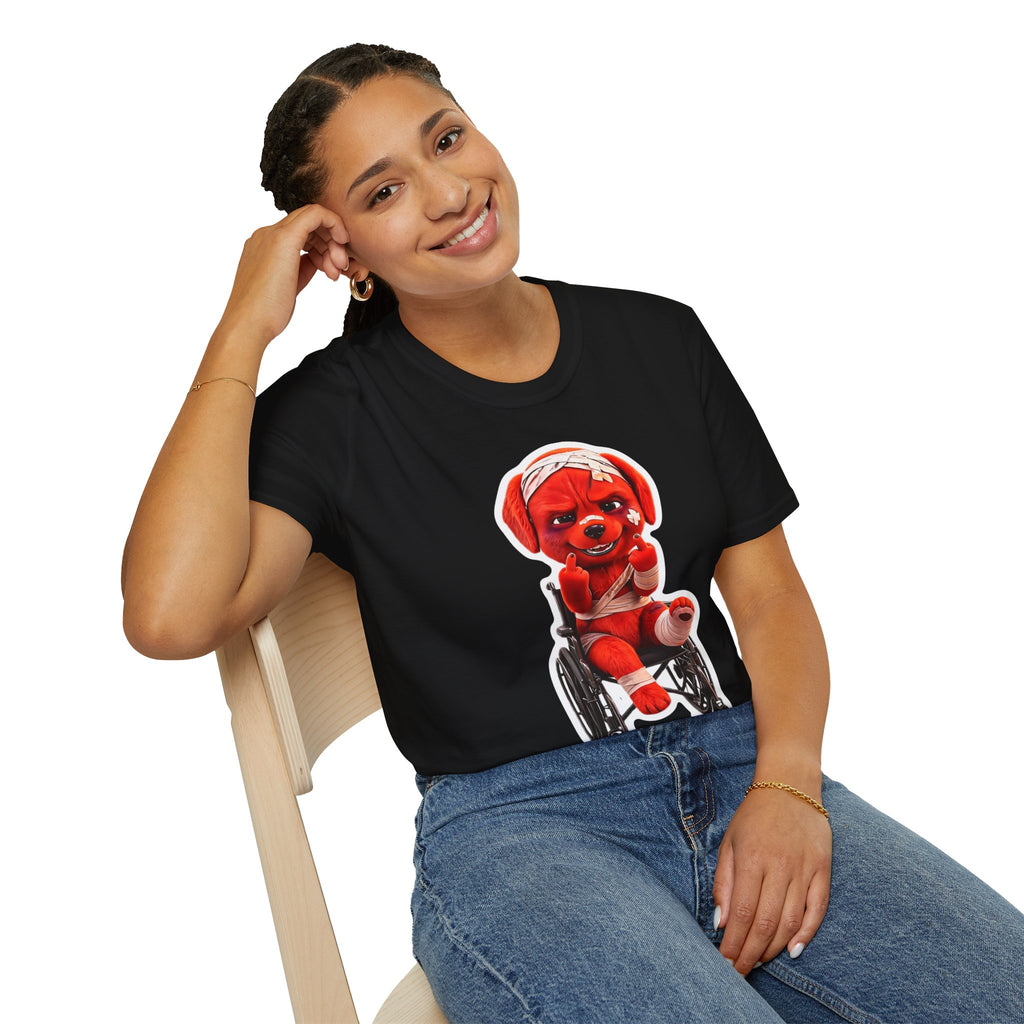 3D Injured Red Dog T-Shirt — 'Damaged But Surviving' Edgy Streetwear