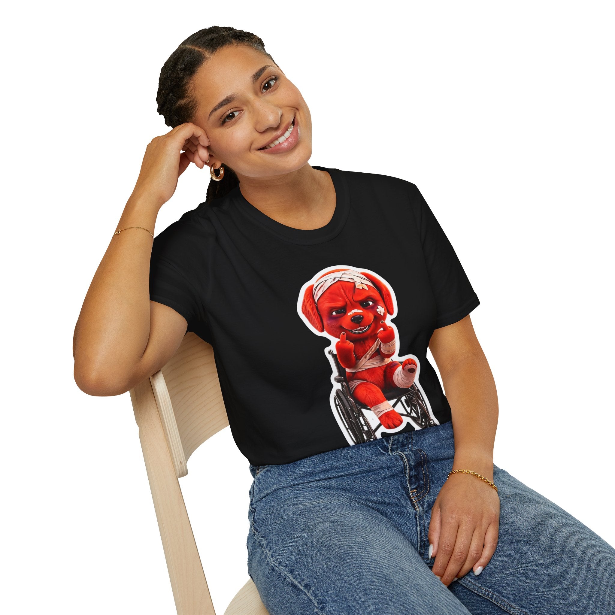 3D Injured Red Dog T-Shirt — 'Damaged But Surviving' Edgy Streetwear