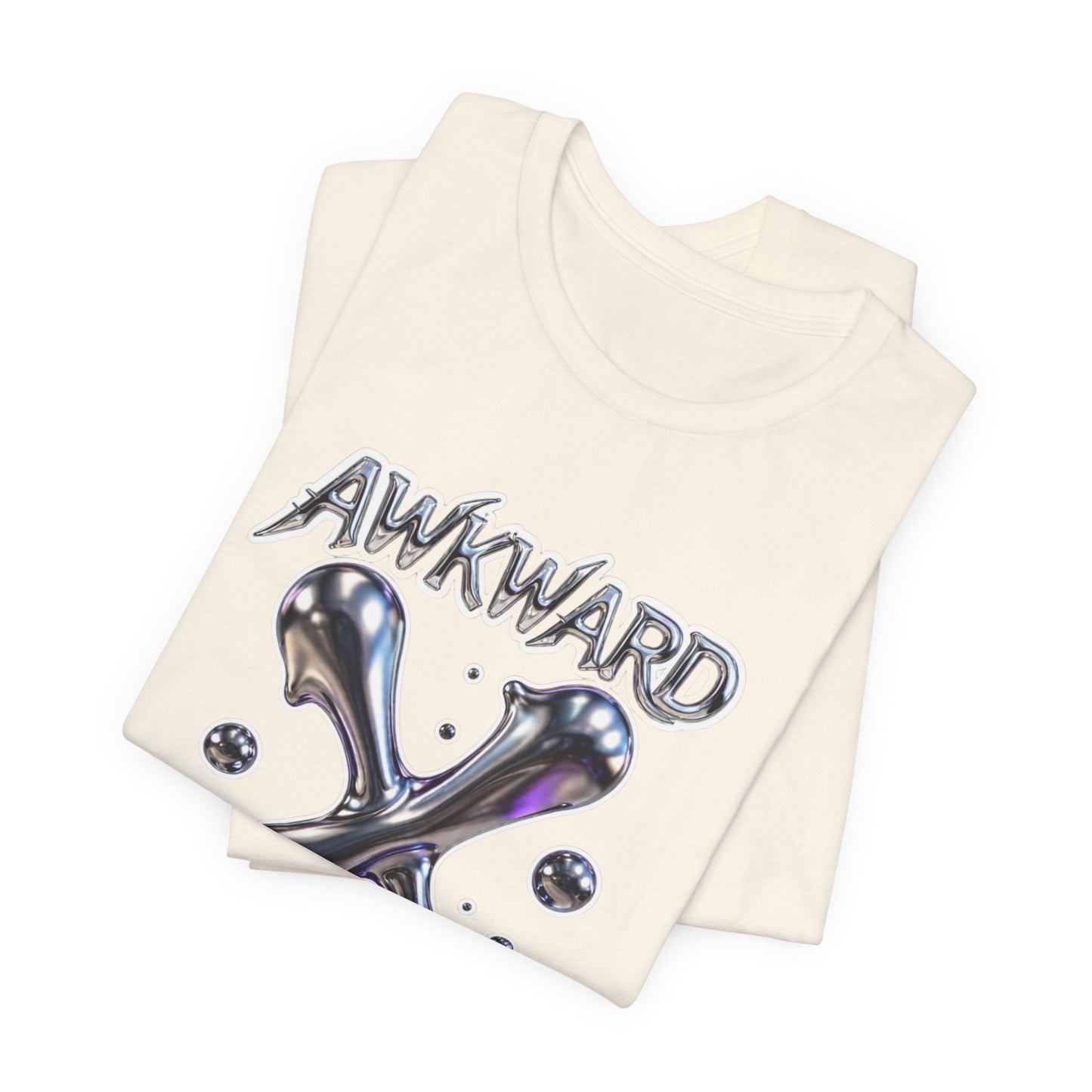 Awkward Club Tee — Heather Aqua Y2K 3D Chrome ‘AWKWARD’ Streetwear
