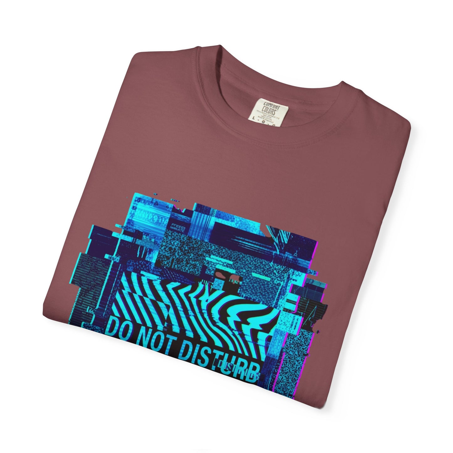 AWKWARD. Garment-Dyed Tee — Minimal Front, Neon Glitch Back