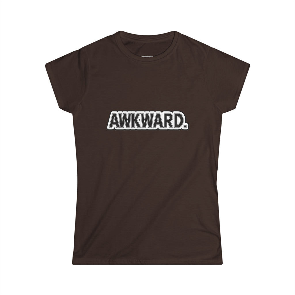 AWKWARD. Women's Softstyle Tee — Soft Feminine Fit with Dark-Humor Bandaged Dog Graphic