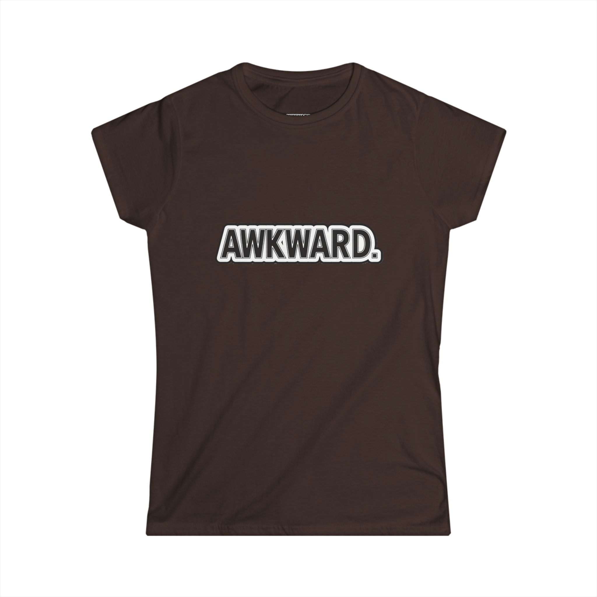 AWKWARD. Women's Softstyle Tee — Soft Feminine Fit with Dark-Humor Bandaged Dog Graphic