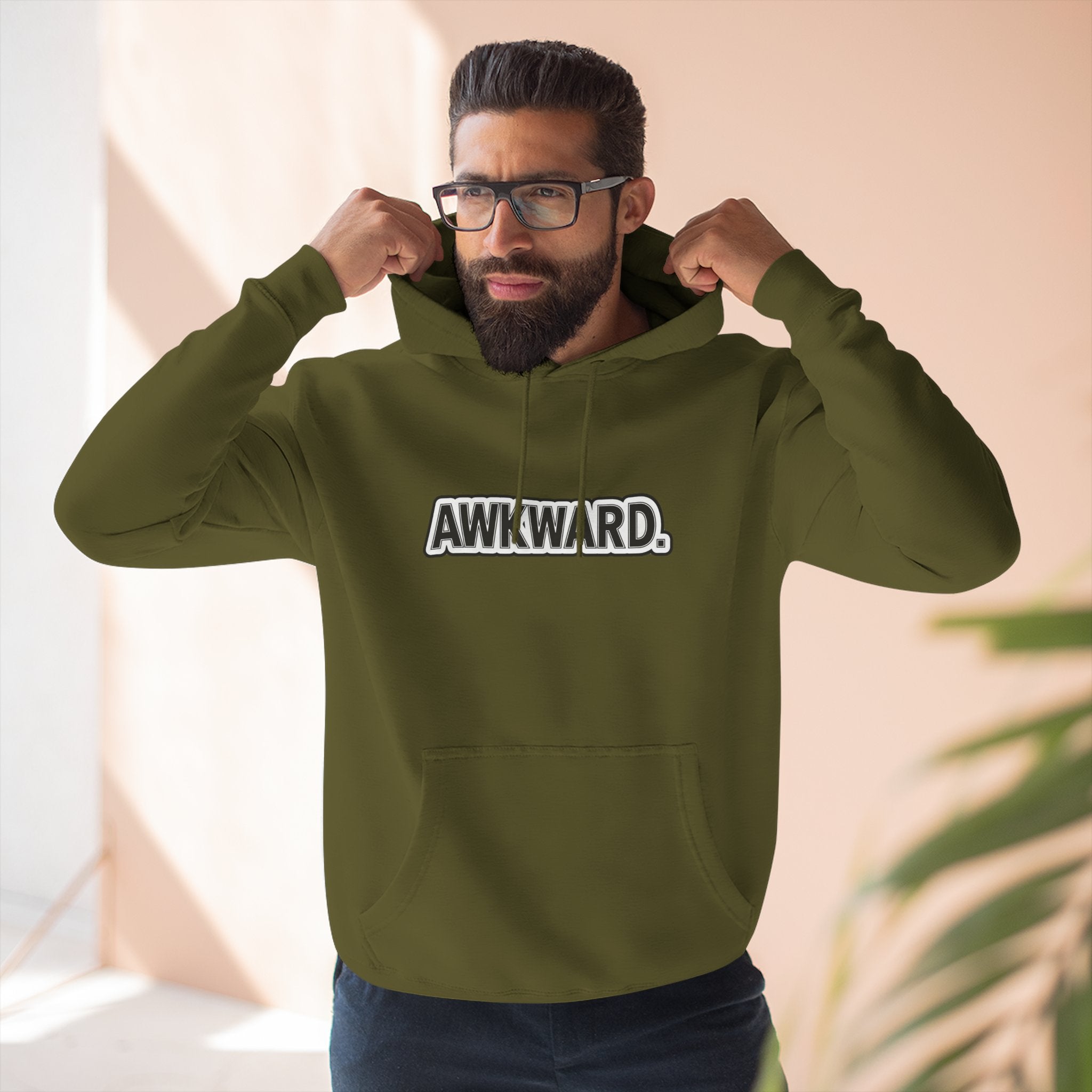 AWKWARD. Fleece Hoodie — Injured Dog Wheelchair 3D Streetwear