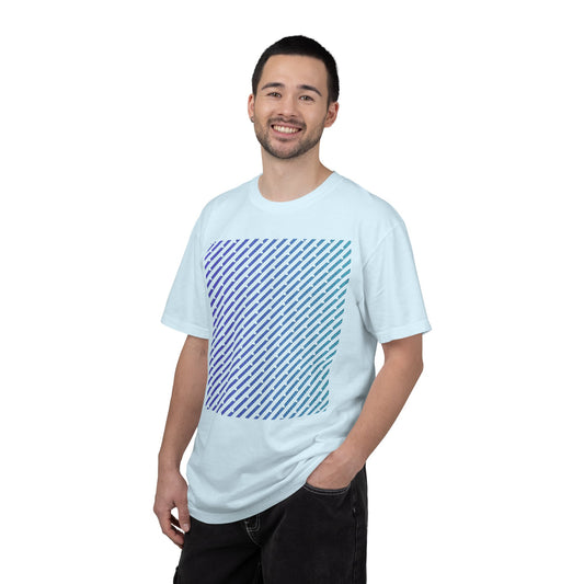 3D Geometric Optical Illusion T-Shirt — Light Blue Streetwear Pattern