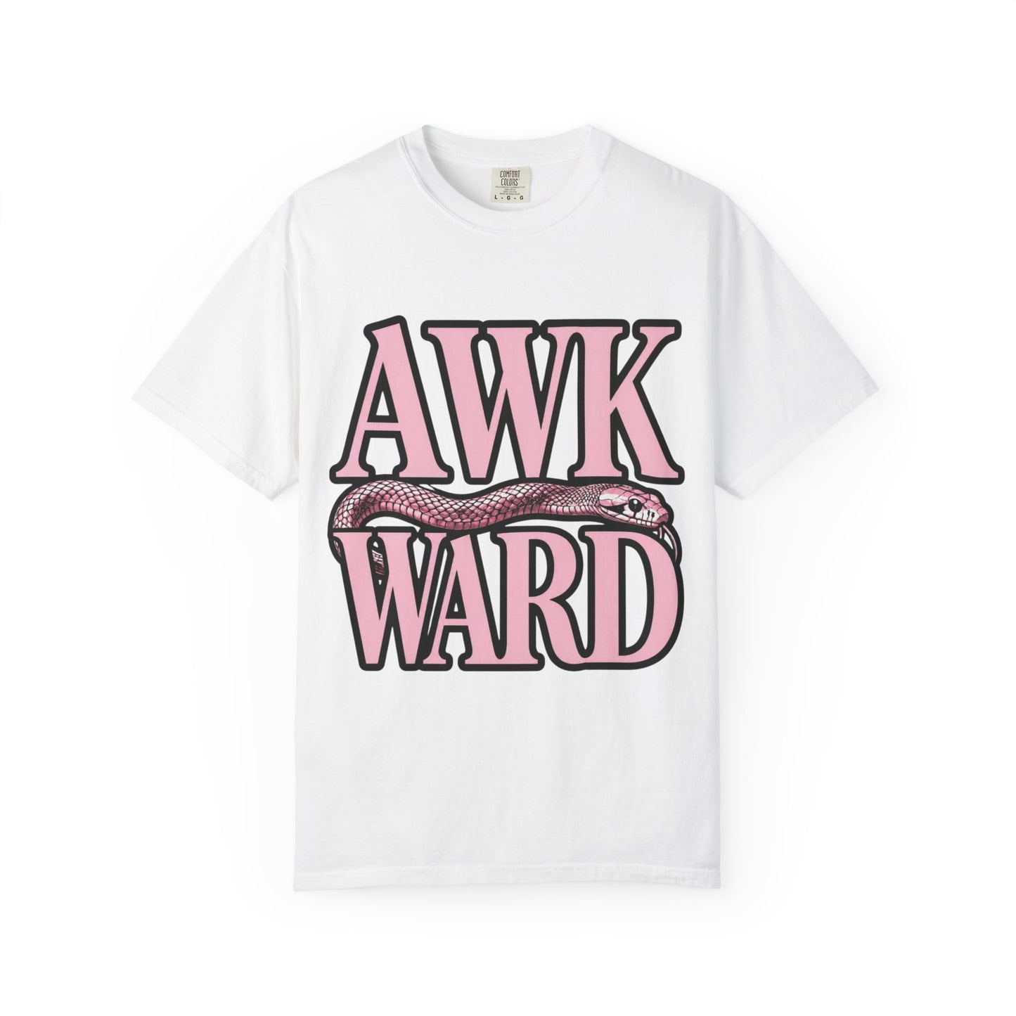 AWKWARD Snake Tee — Retro Pink Graphic T-Shirt for Her