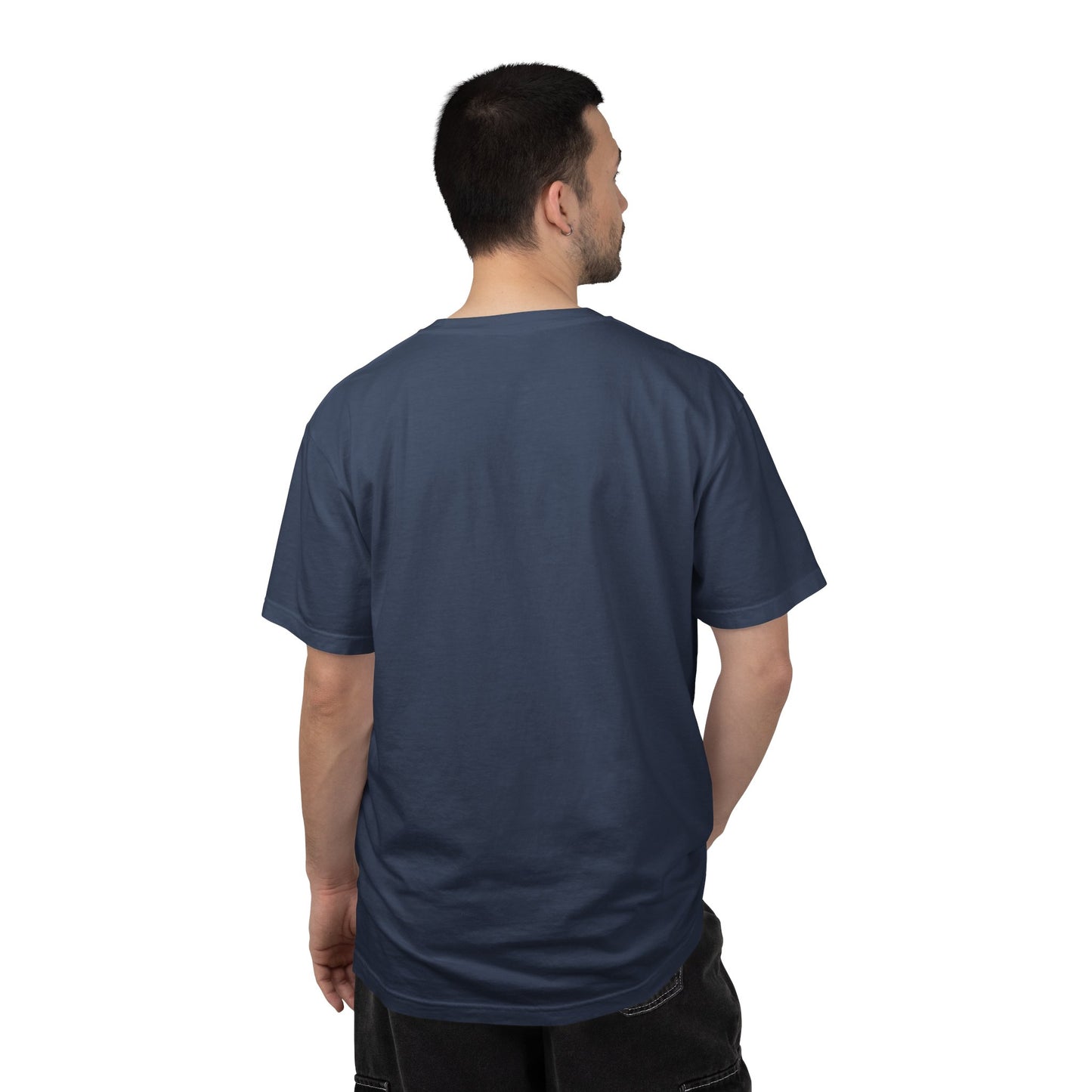 AWKWARD. Garment-Dyed Tee — Minimal Front, Neon Glitch Back