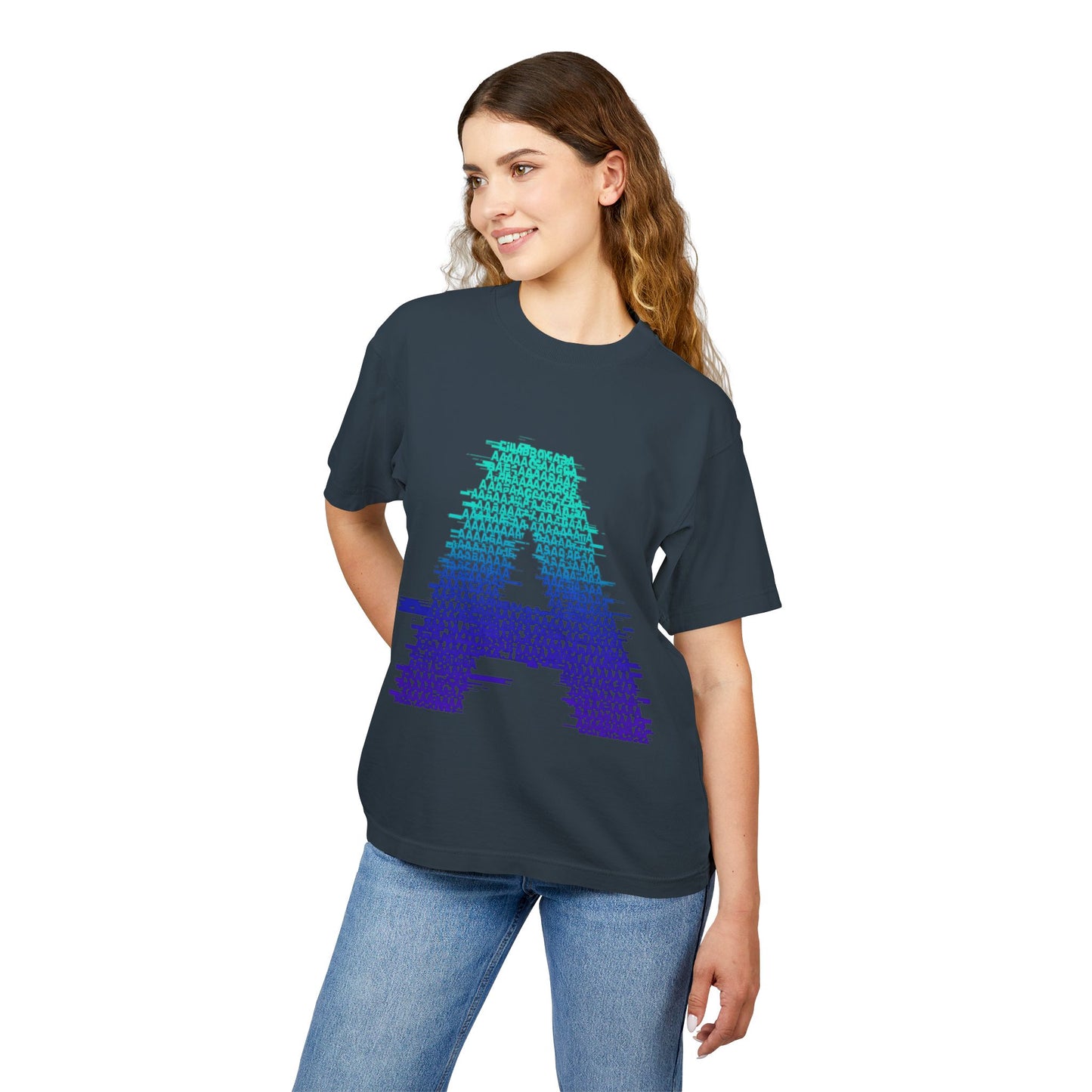 Awkward 'A' Glitch Tee — Teal-to-Purple Streetwear for Introverts