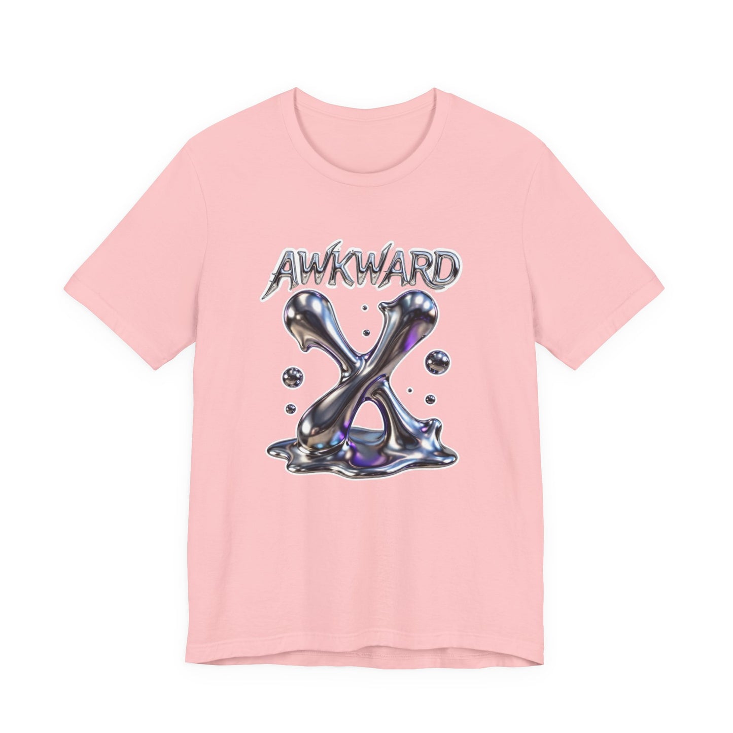 Awkward Club Tee — Heather Aqua Y2K 3D Chrome ‘AWKWARD’ Streetwear