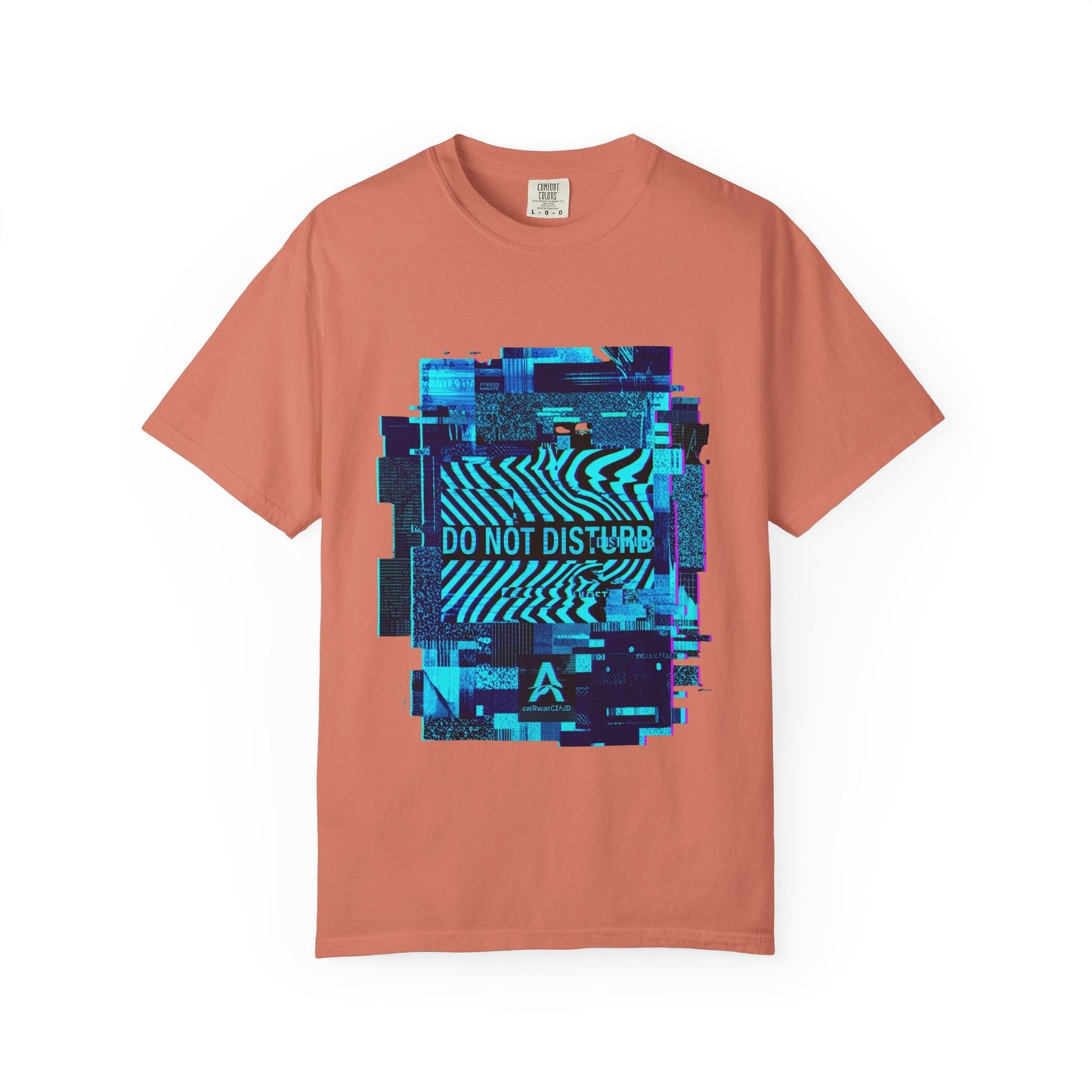 AWKWARD. Garment-Dyed Tee — Minimal Front, Neon Glitch Back