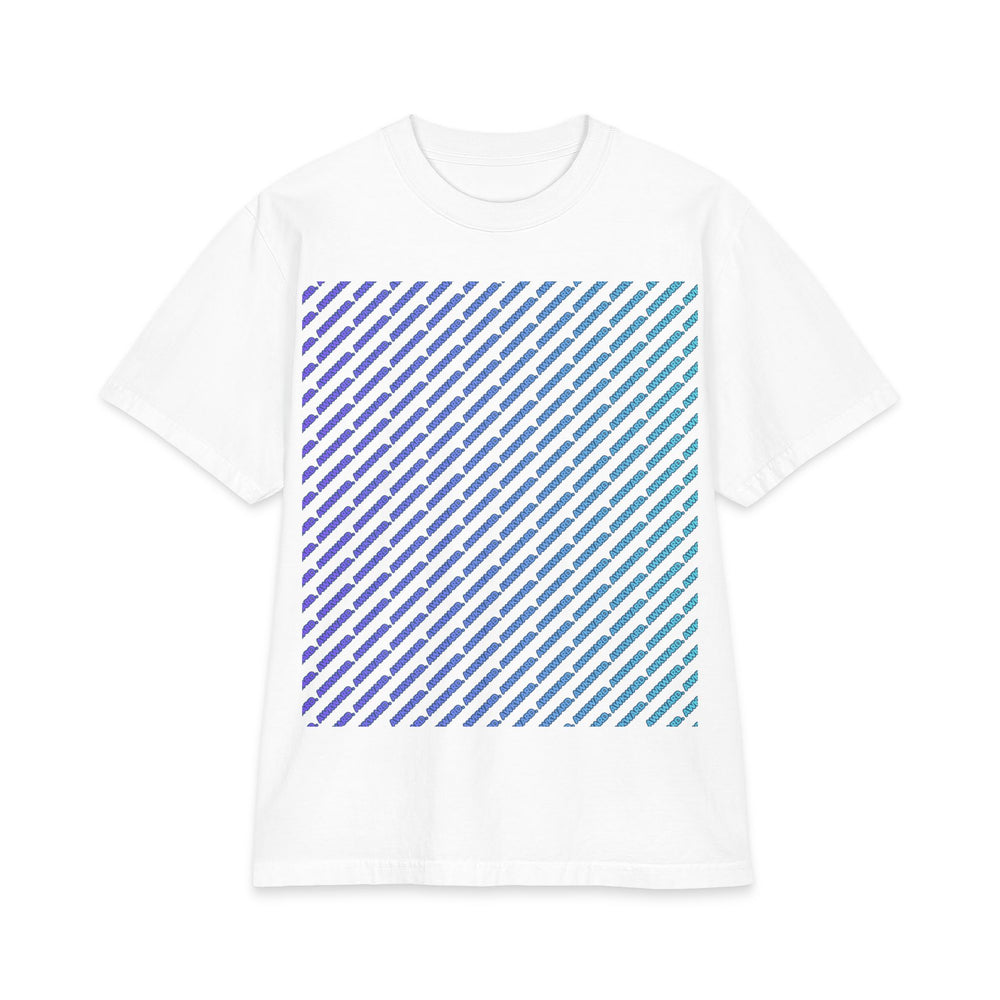 Glitch Stripe T-Shirt — Blue 'Do Not Disturb' Streetwear