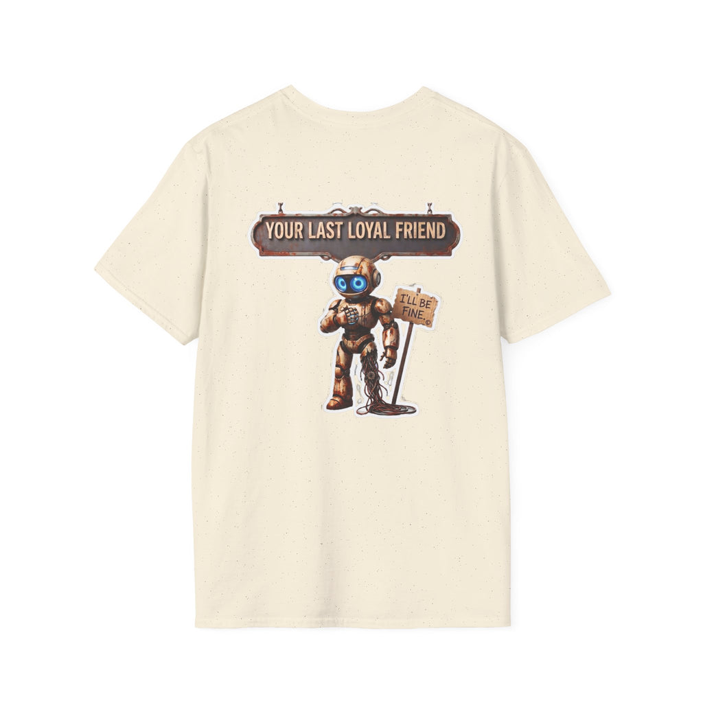 AWKWARD. T-Shirt — 3D Quirky Robot “Your Last Loyal Friend” Back Graphic