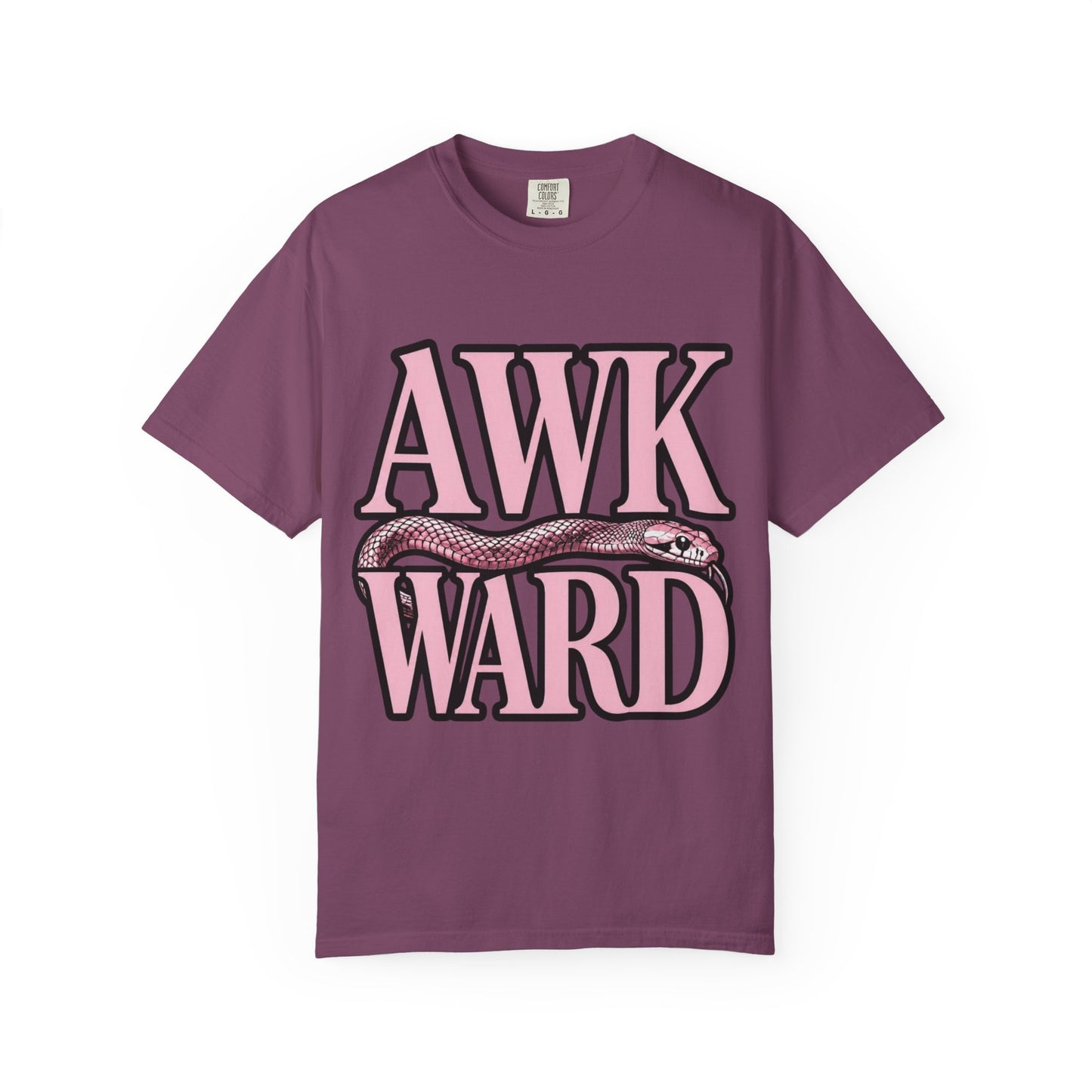 AWKWARD Snake Tee — Retro Pink Graphic T-Shirt for Her