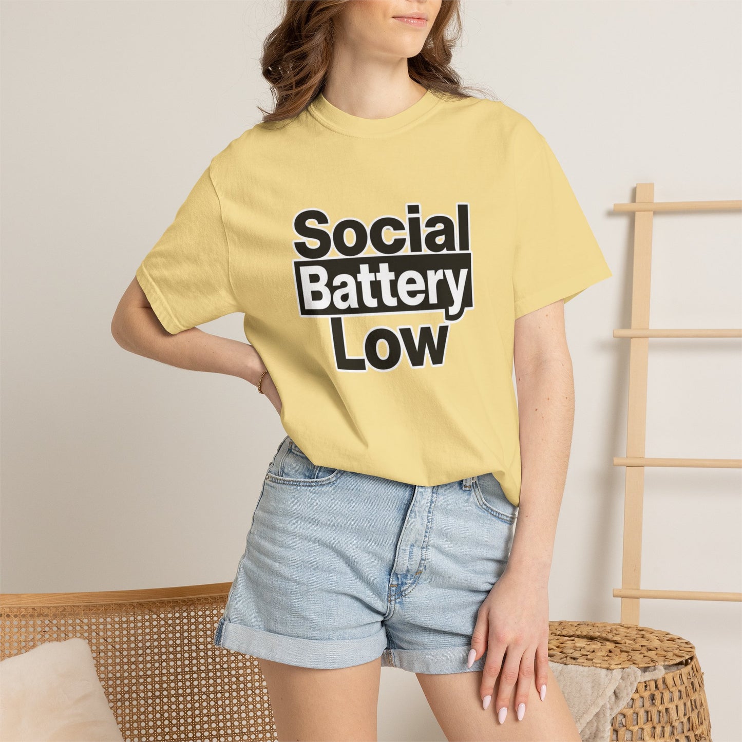 Social Battery Low Tee - Minimalist Edgy Streetwear | Comfort Colors