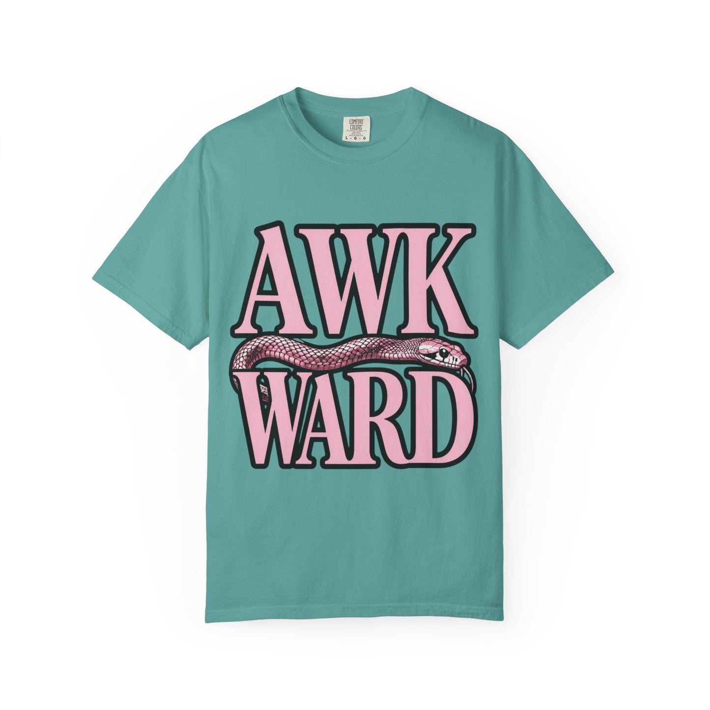 AWKWARD Snake Tee — Retro Pink Graphic T-Shirt for Her