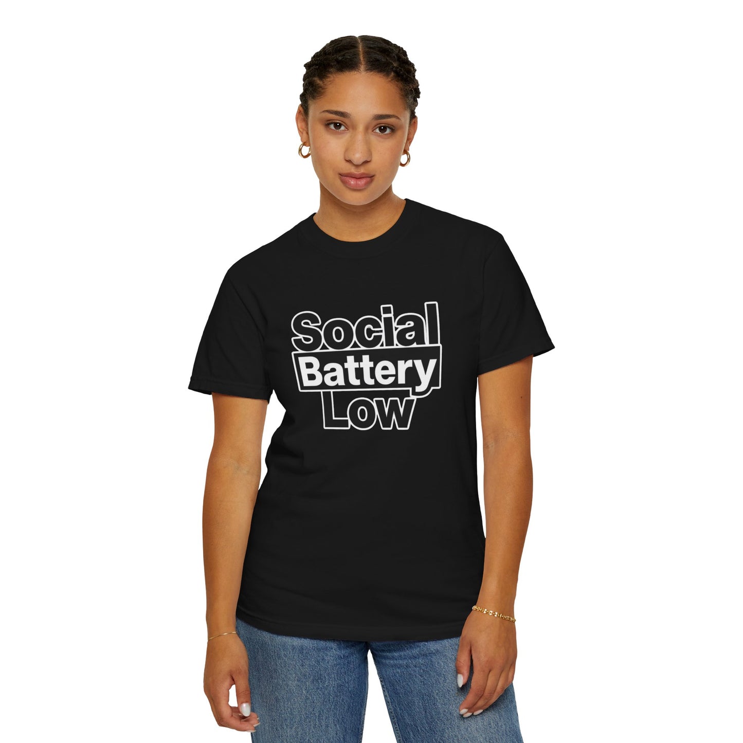 Social Battery Low Tee - Minimalist Edgy Streetwear | Comfort Colors