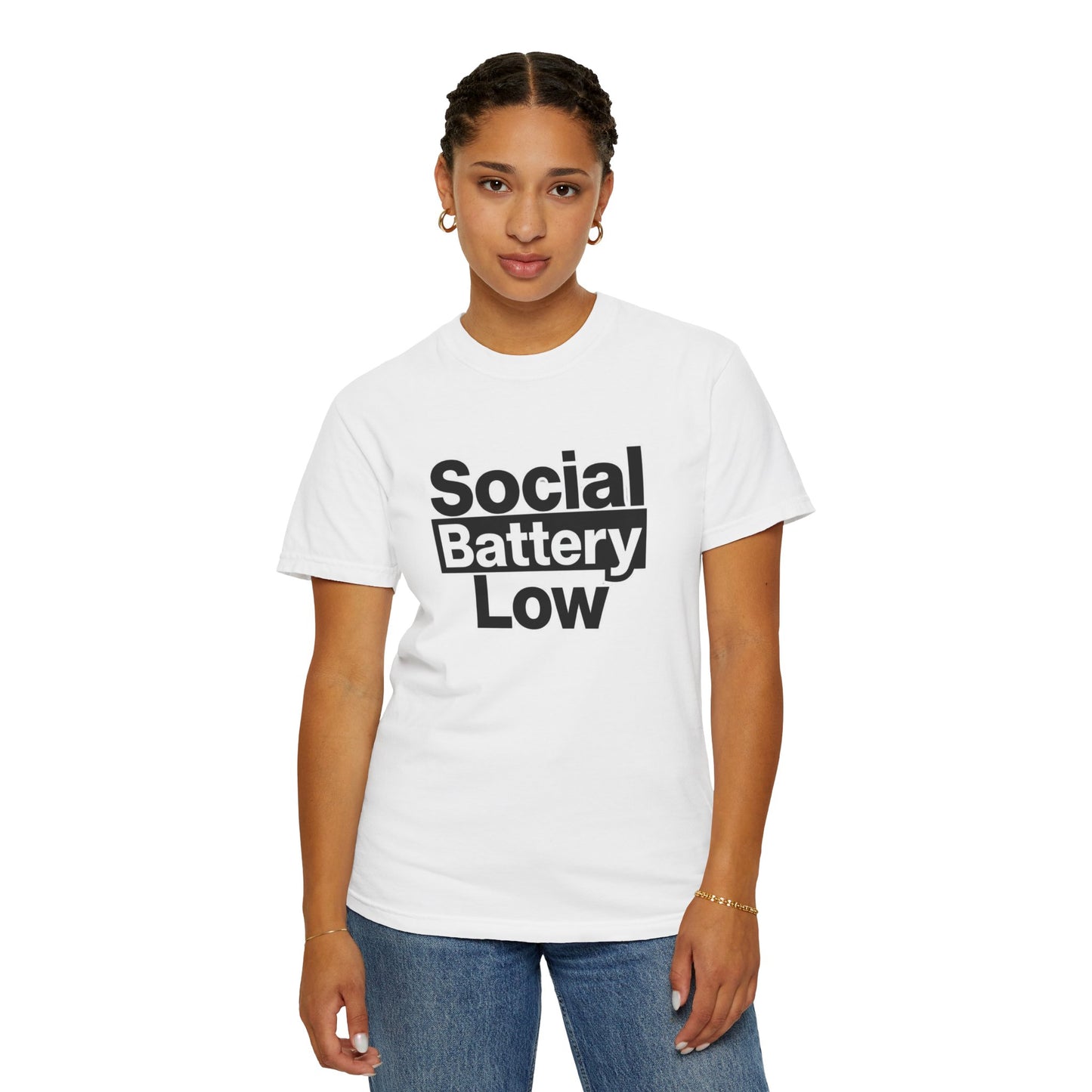 Social Battery Low Tee - Minimalist Edgy Streetwear | Comfort Colors
