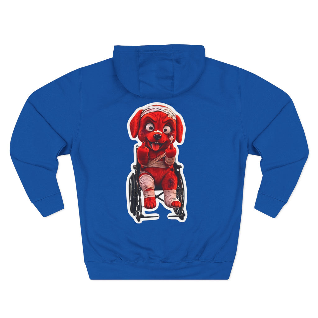 AWKWARD. Fleece Hoodie — Injured Dog Wheelchair 3D Streetwear