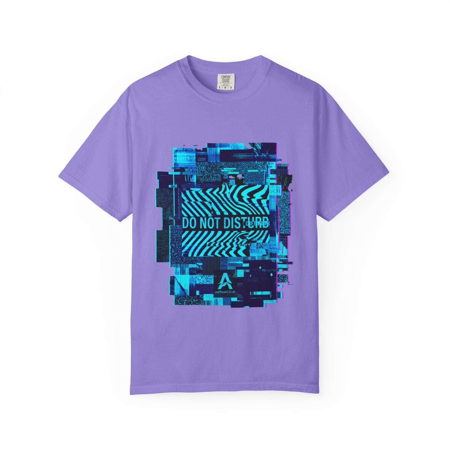 AWKWARD. Garment-Dyed Tee — Minimal Front, Neon Glitch Back