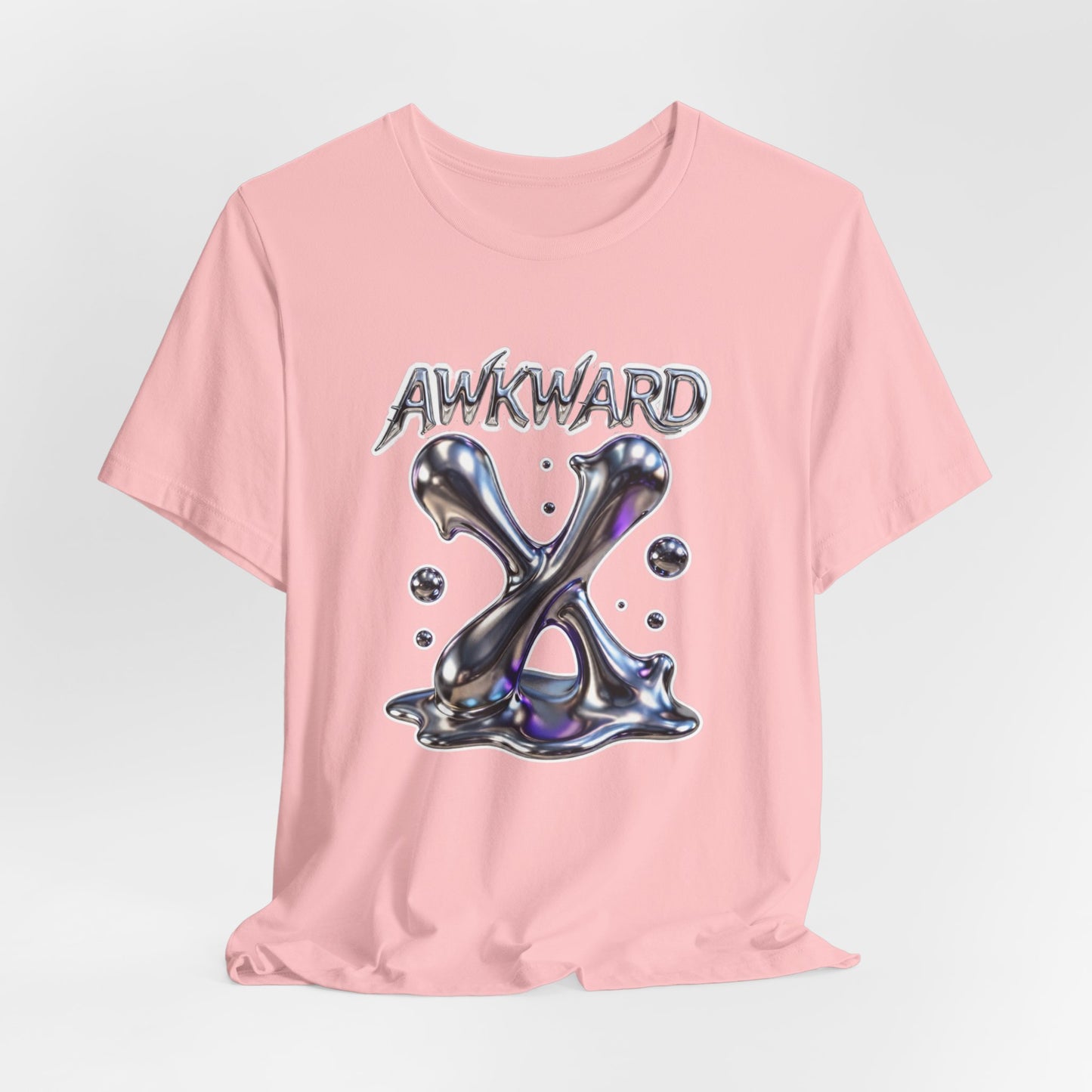 Awkward Club Tee — Heather Aqua Y2K 3D Chrome ‘AWKWARD’ Streetwear