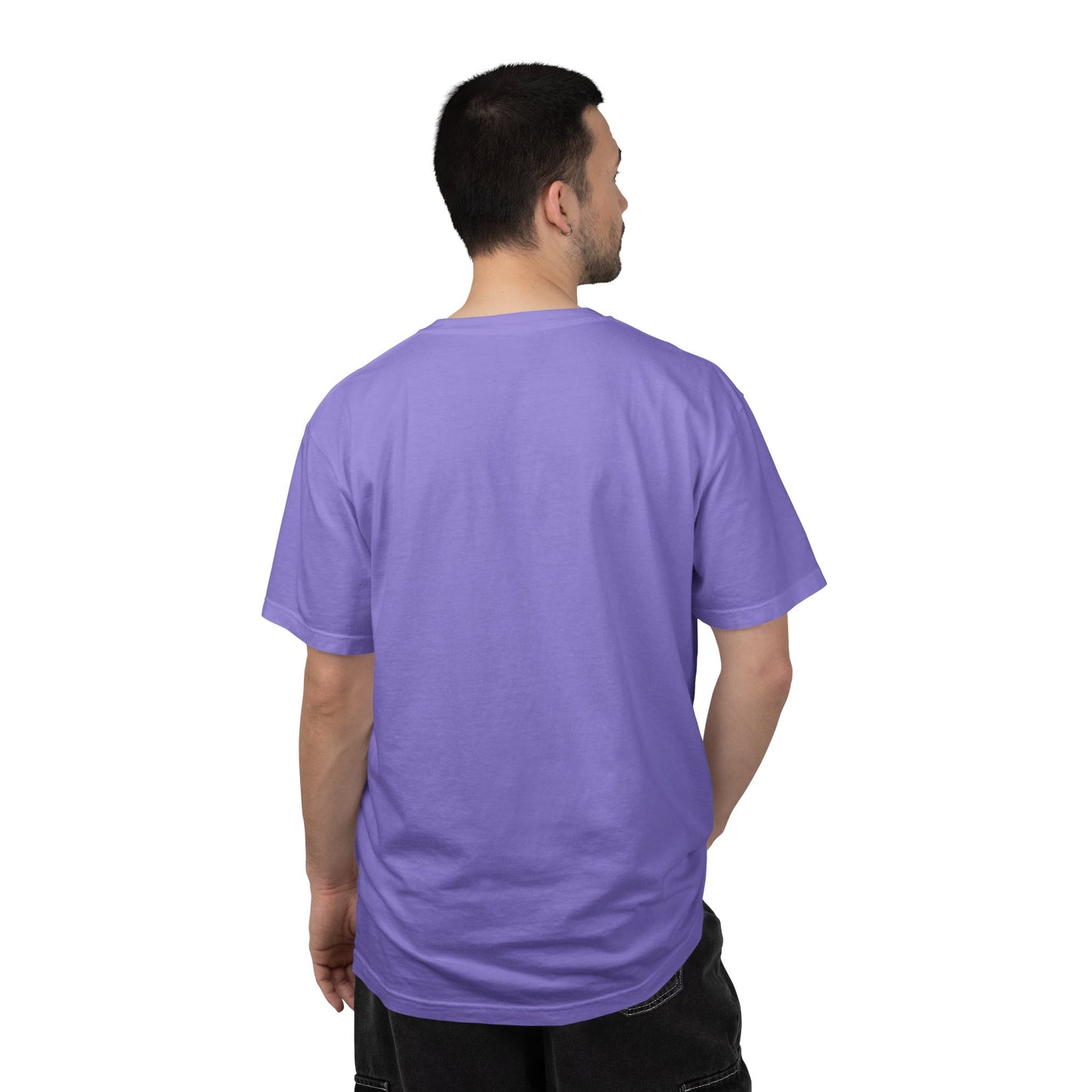 AWKWARD. Garment-Dyed Tee — Minimal Front, Neon Glitch Back