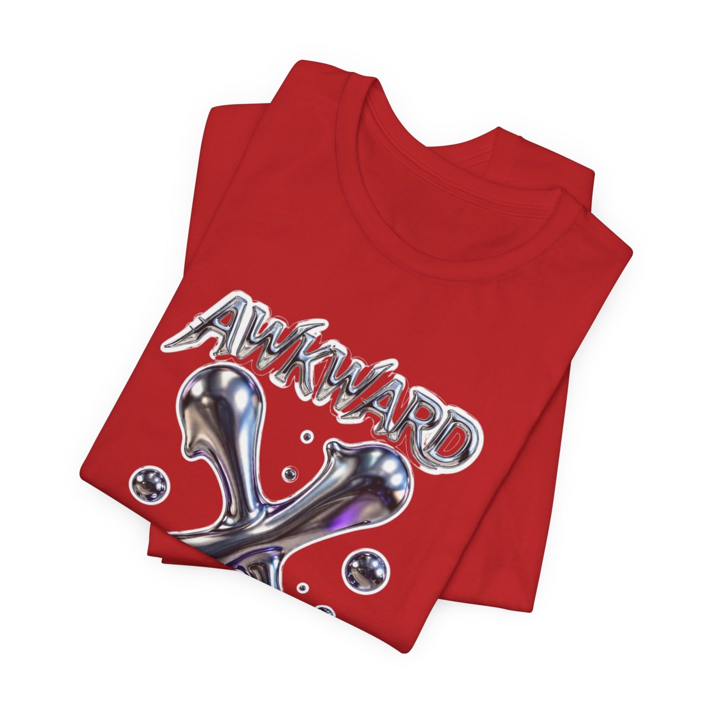Awkward Club Tee — Heather Aqua Y2K 3D Chrome ‘AWKWARD’ Streetwear