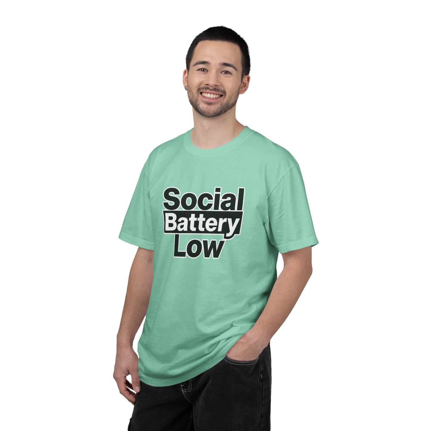 Social Battery Low Tee - Minimalist Edgy Streetwear | Comfort Colors