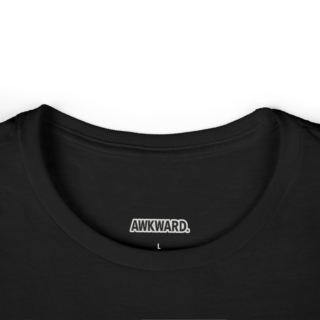 AWKWARD. Women's Softstyle Tee — Soft Feminine Fit with Dark-Humor Bandaged Dog Graphic