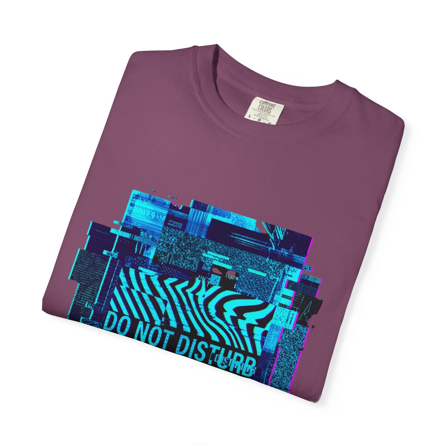 AWKWARD. Garment-Dyed Tee — Minimal Front, Neon Glitch Back