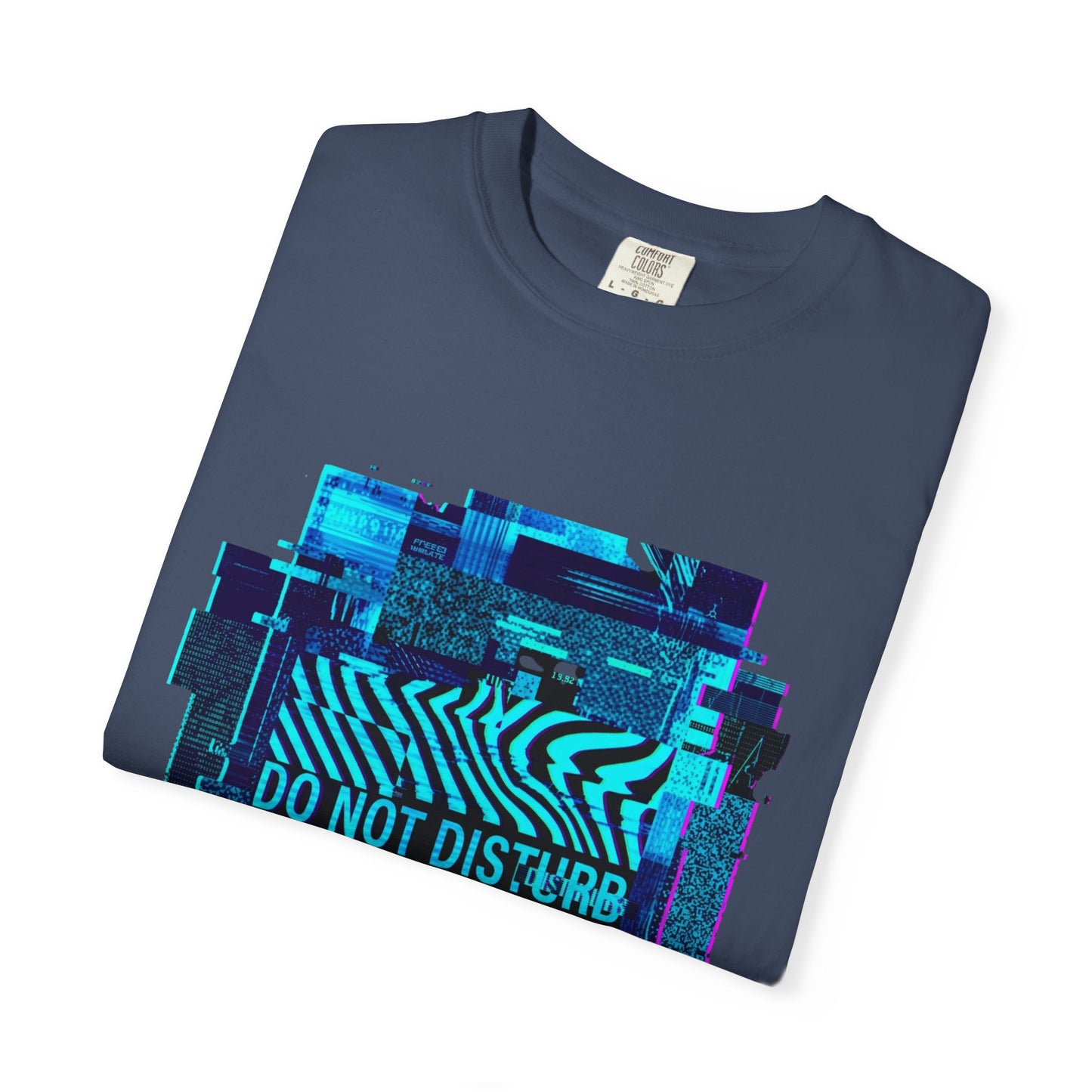 AWKWARD. Garment-Dyed Tee — Minimal Front, Neon Glitch Back