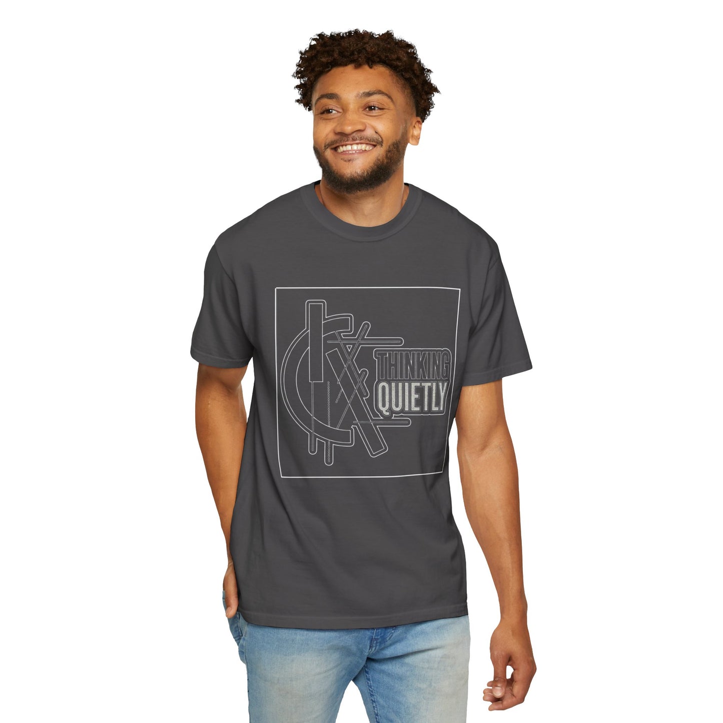 Thinking Quietly Graphic Tee | Abstract Minimalist Streetwear | Comfort Colors